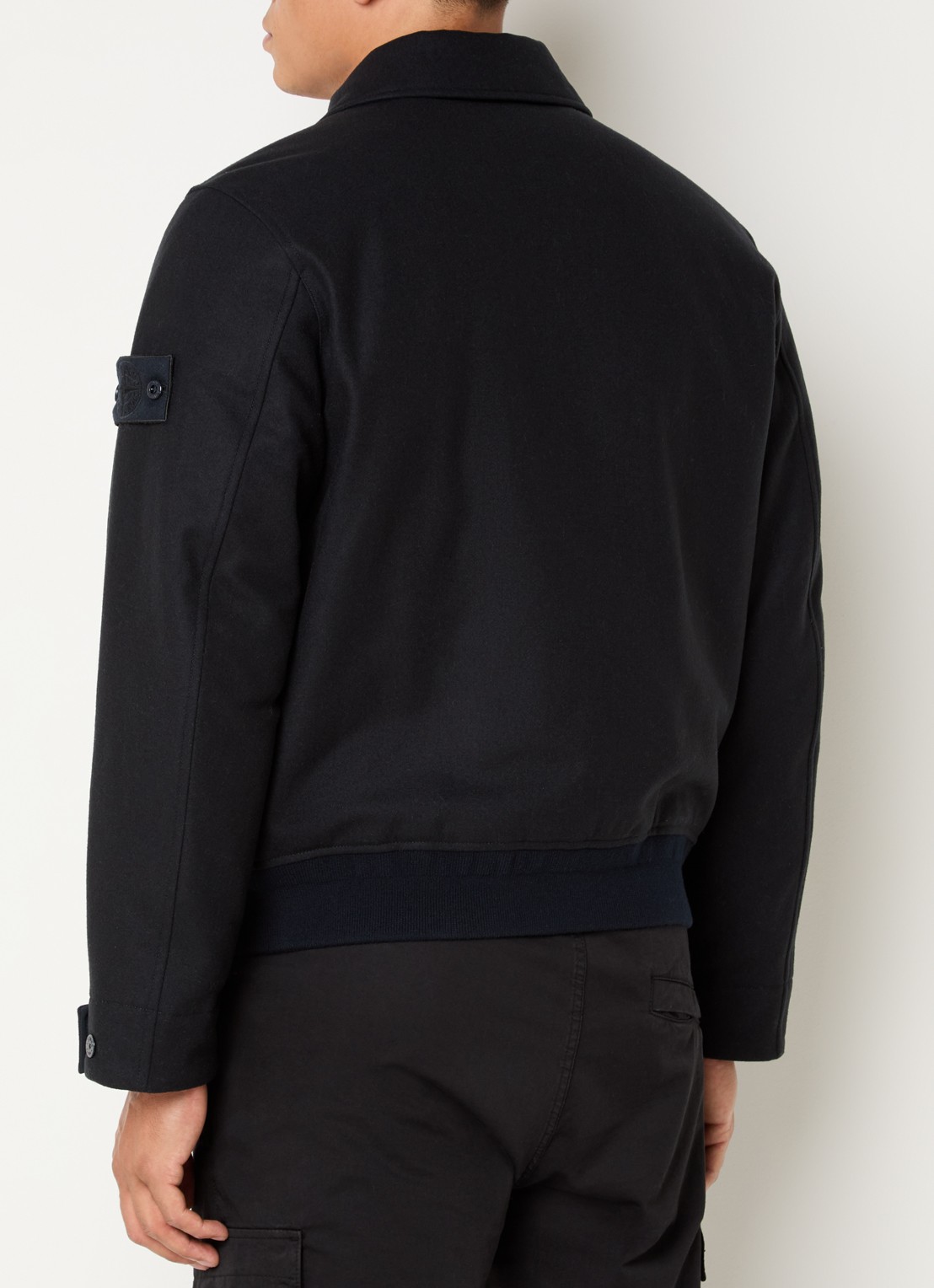 Stone Island S0F24 jack in wolblend met opgestikte zakken - achterkant 4 donkerblauw