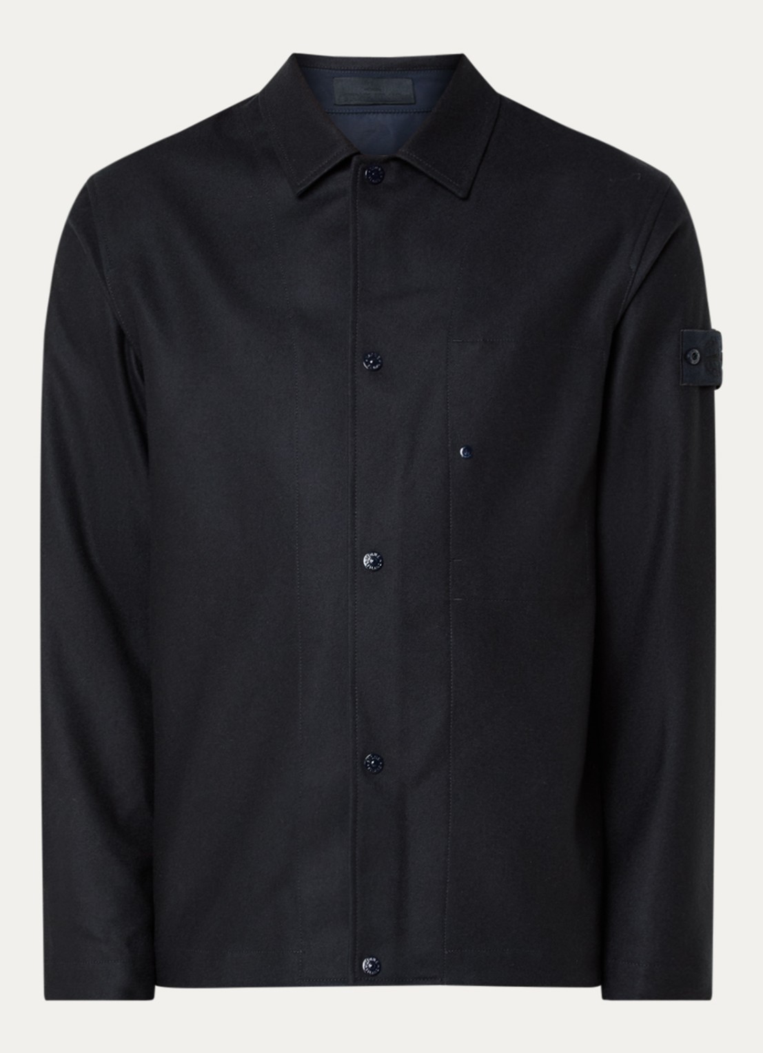 Stone Island S0F24 overshirt in wolblend - voorkant 2 donkerblauw