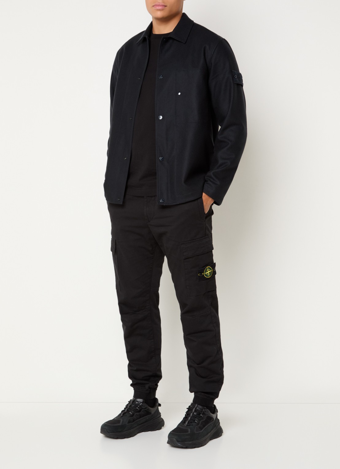 Stone Island S0F24 overshirt in wolblend - voorkant 3 donkerblauw
