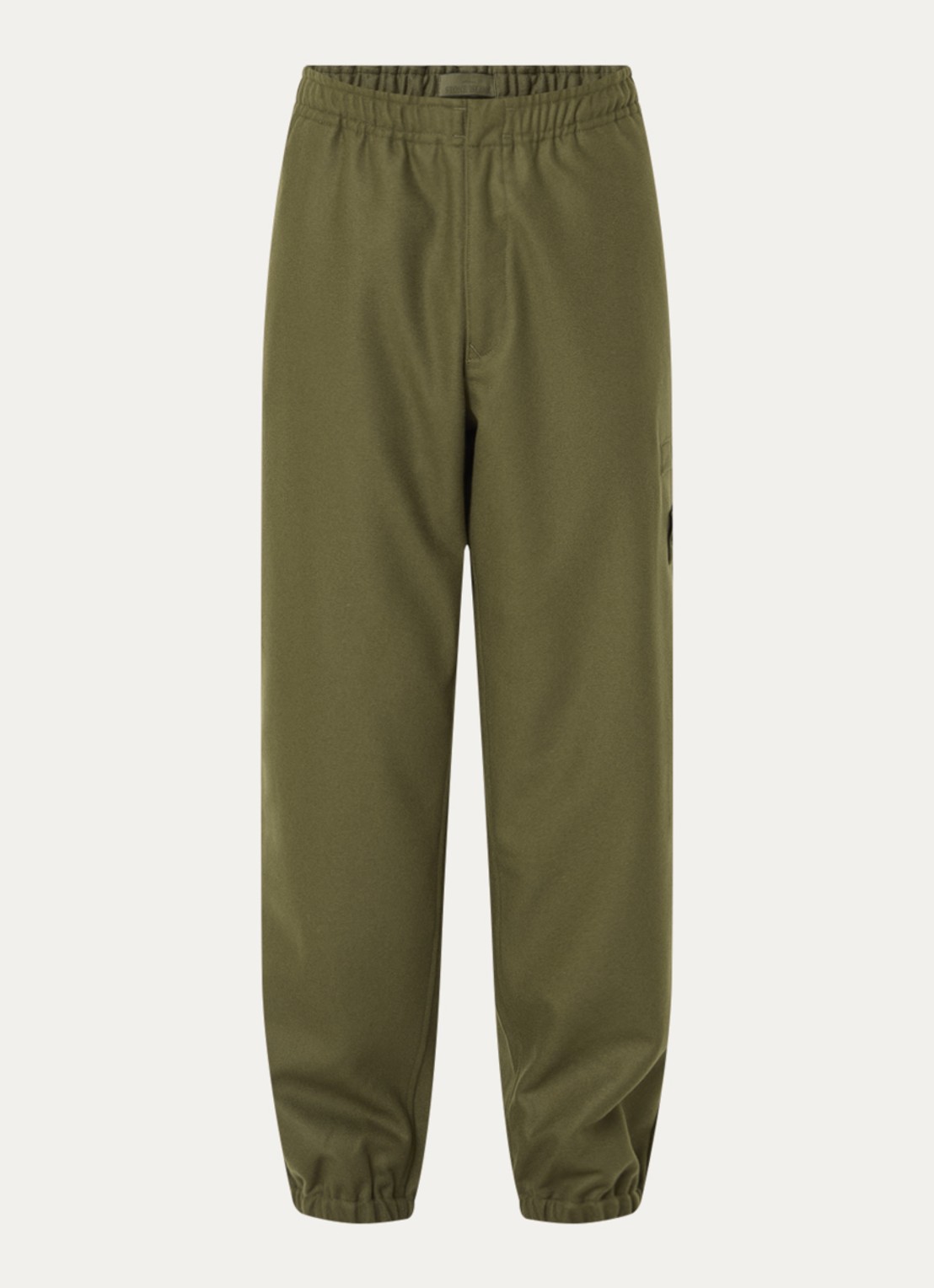 Stone Island S0F24 tapered fit cargobroek in scheerwolblend met klepzakken - voorkant bronsgroen
