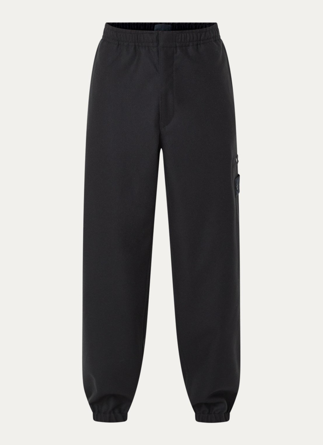 Stone Island S0F24 tapered fit cargobroek in scheerwolblend met klepzakken - voorkant 5 donkerblauw