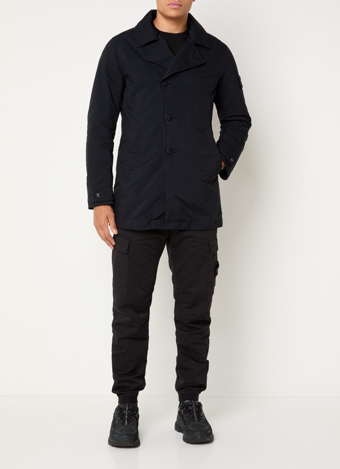 Stone Island S0F27 jack met steekzakken - voorkant 2 zwart