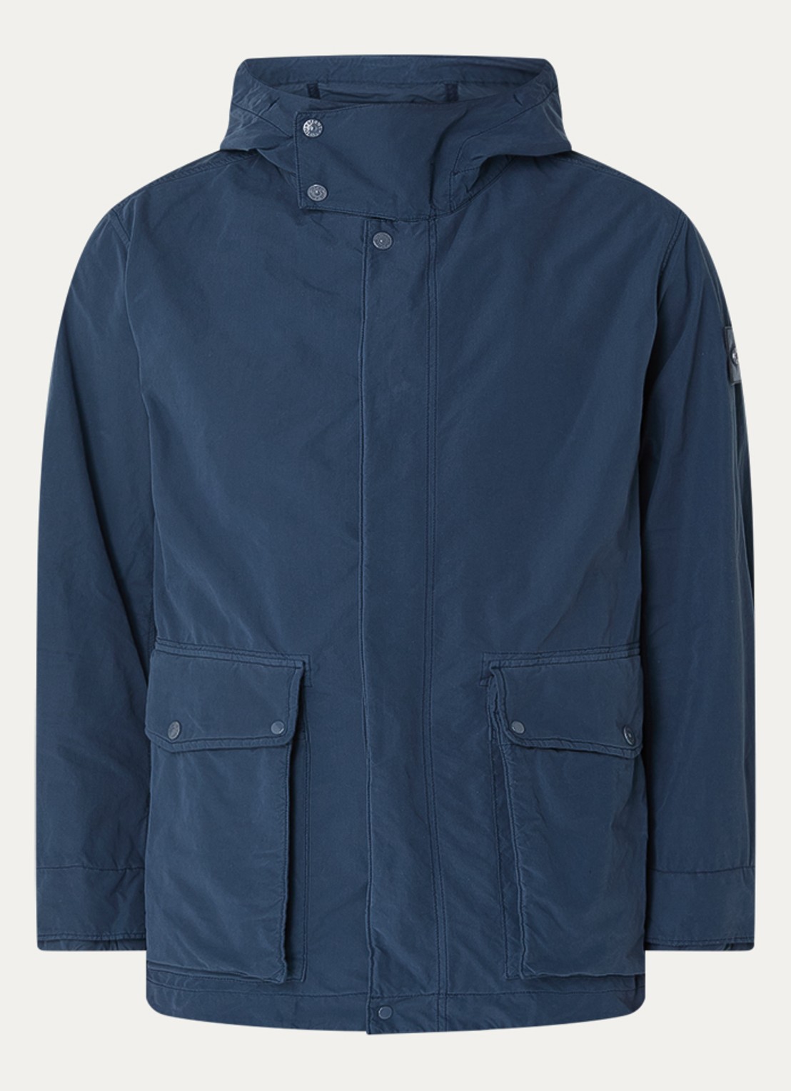 Stone Island S0F33 Jack met capuchon en logo - voorkant indigo
