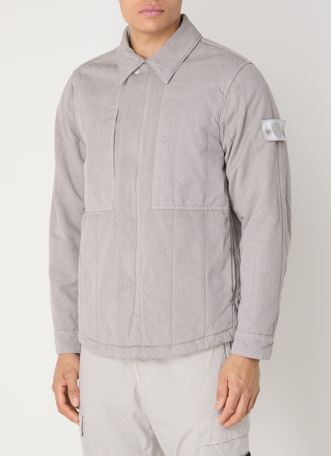 Stone Island S0F34 jack met quilt patroon en logo - detail grijs