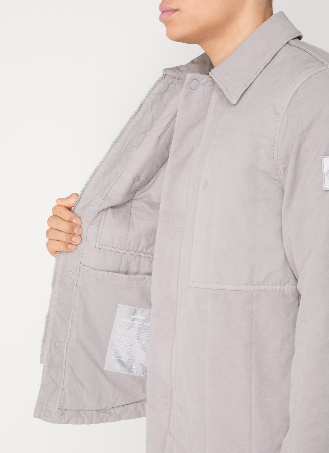 Stone Island S0F34 jack met quilt patroon en logo - detail 2 grijs