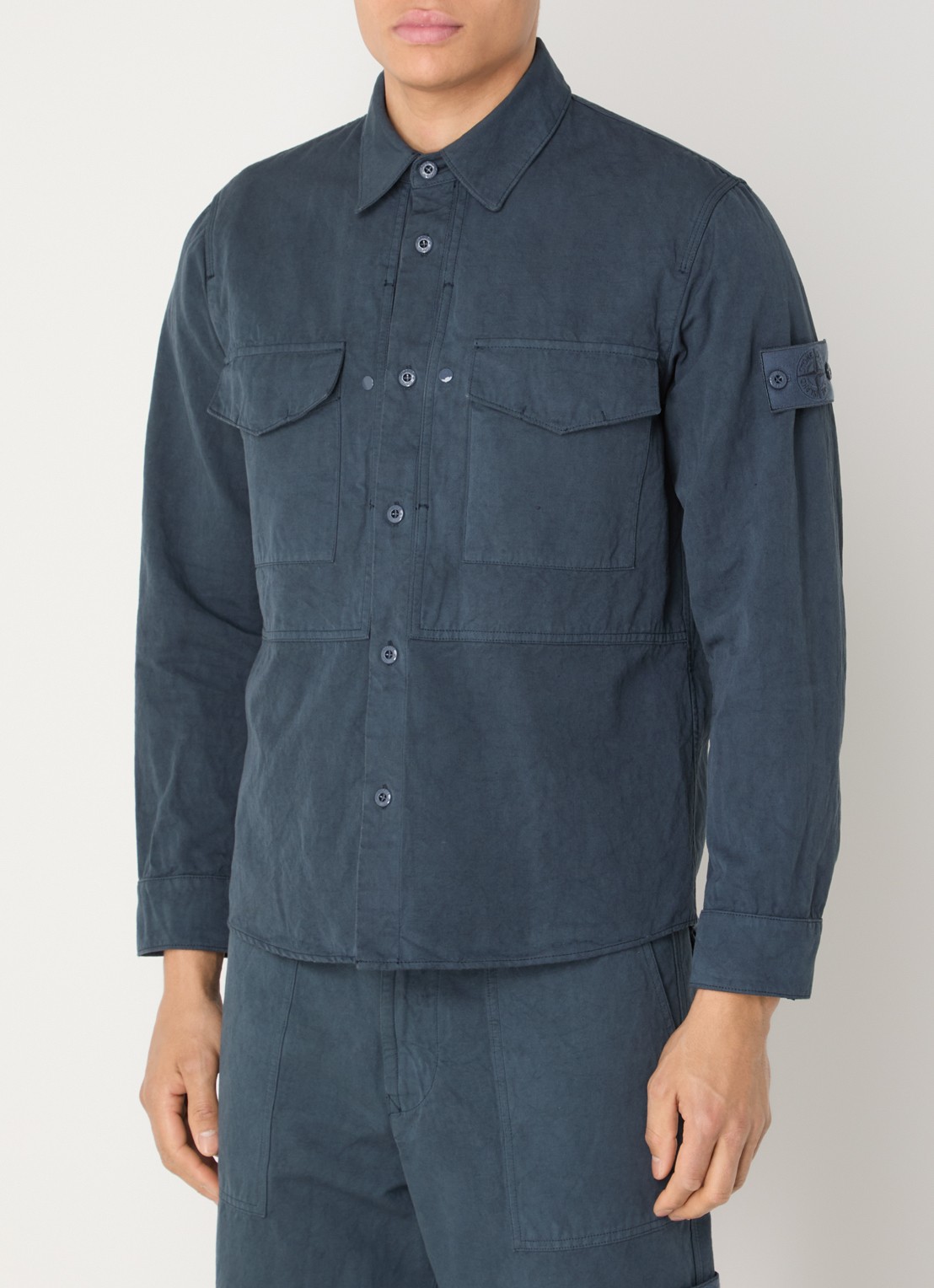 Stone Island S0F36 overshirt met borstzakken en logo - detail 4 indigo