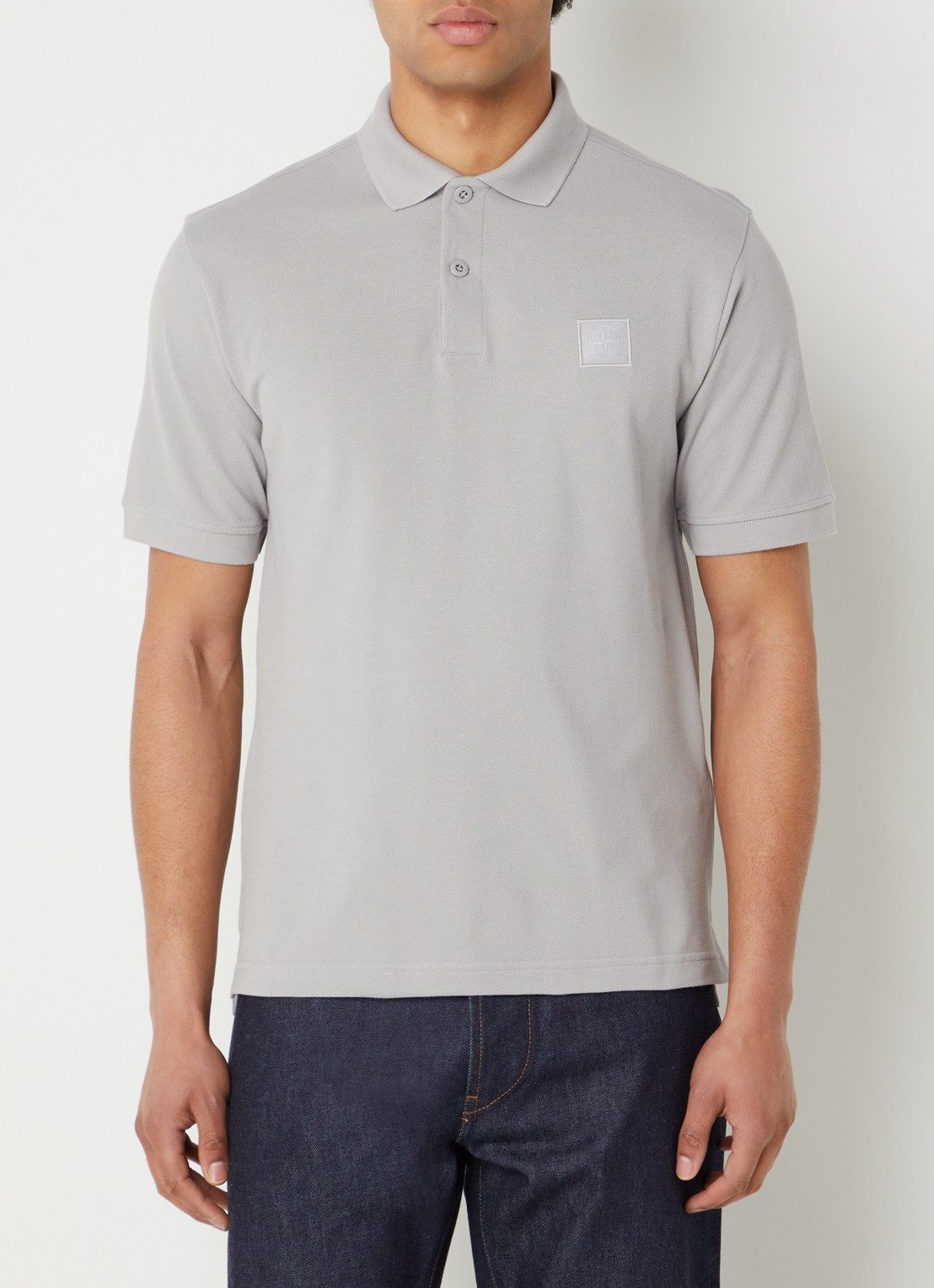Stone Island S0F39 polo van piqué katoen met logoborduring - detail 2 grijs