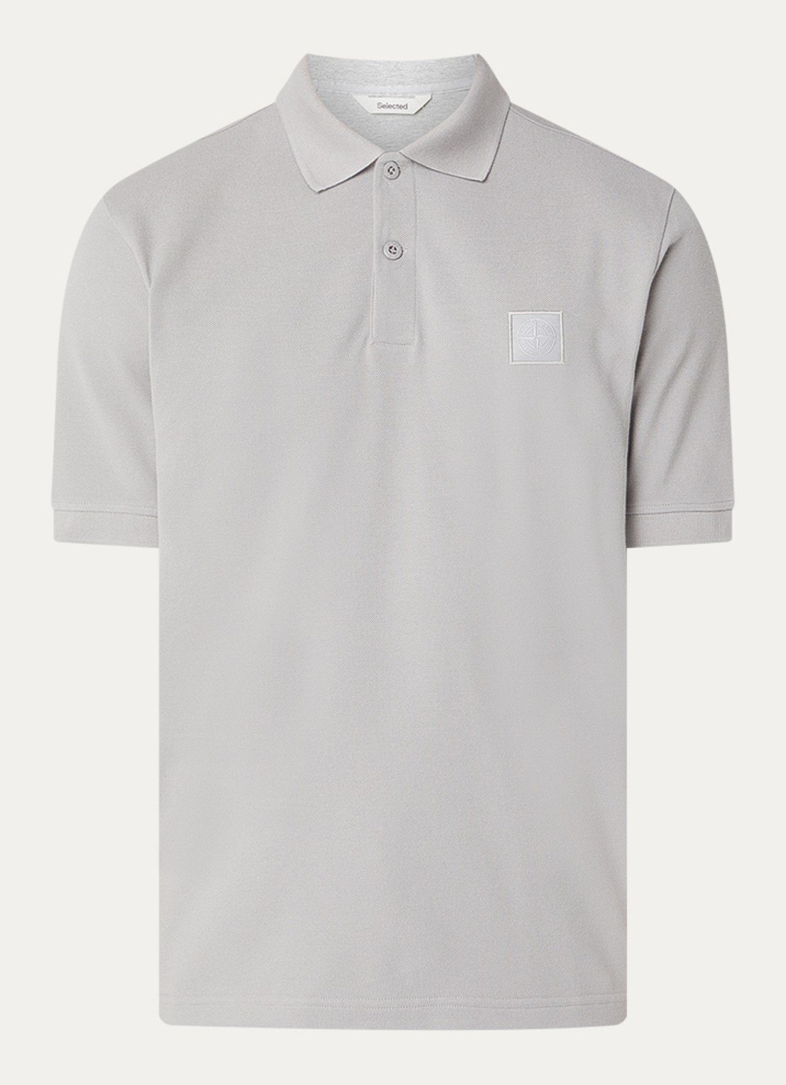 Stone Island S0F39 polo van piqué katoen met logoborduring - voorkant 4 grijs