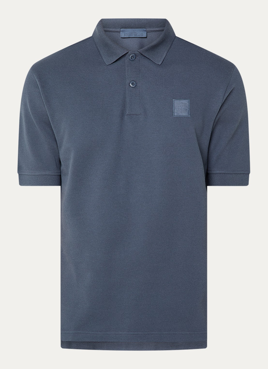 Stone Island S0F39 polo van piqué katoen met logoborduring - voorkant 2 staalblauw