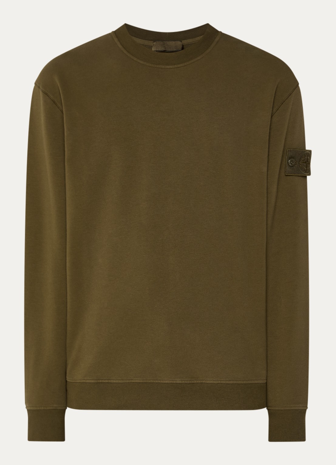 Stone Island S0F53 sweater met logo - voorkant 3 bronsgroen