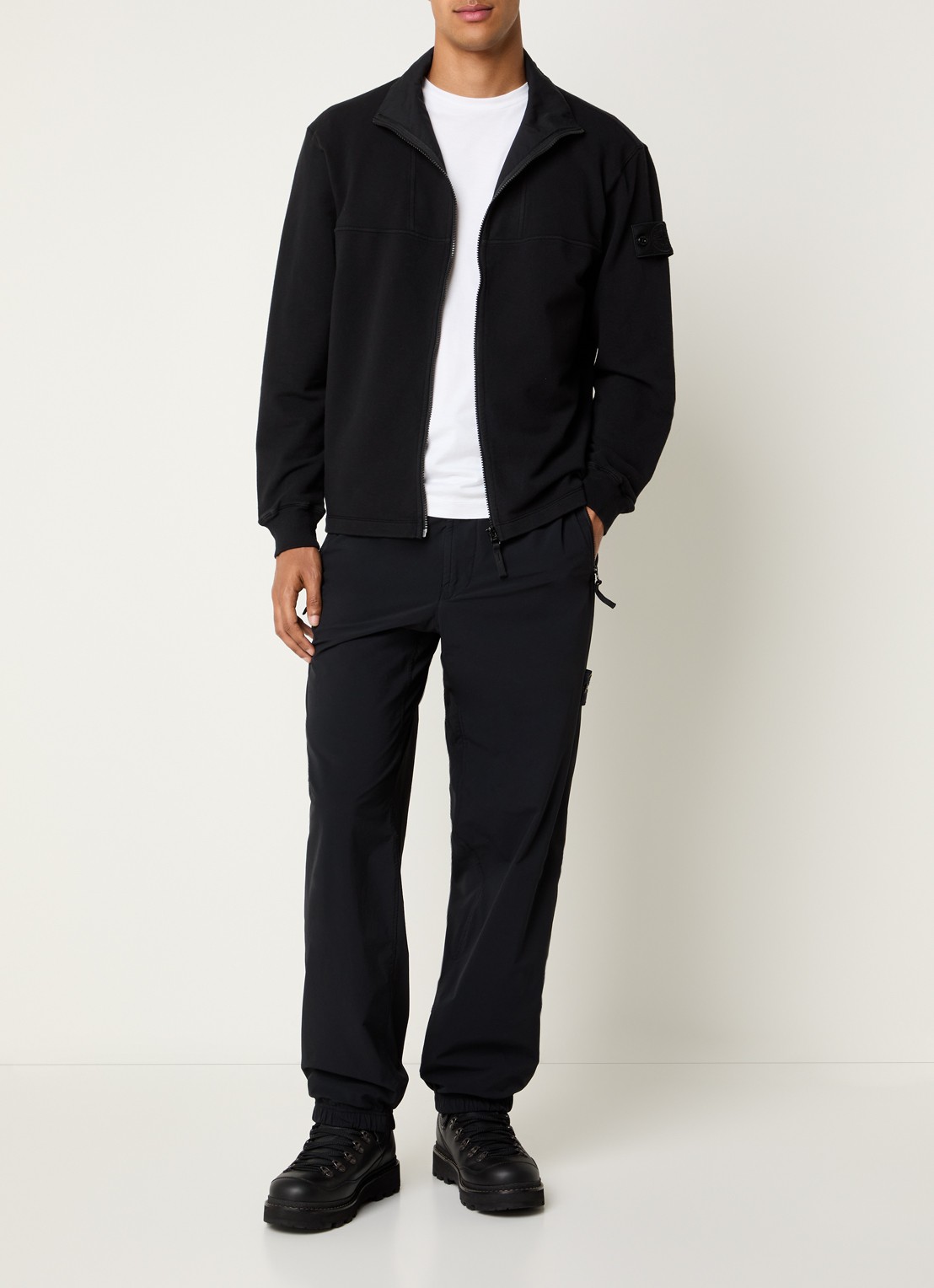 Stone Island S0F53 sweatvest met logo - voorkant 5 zwart