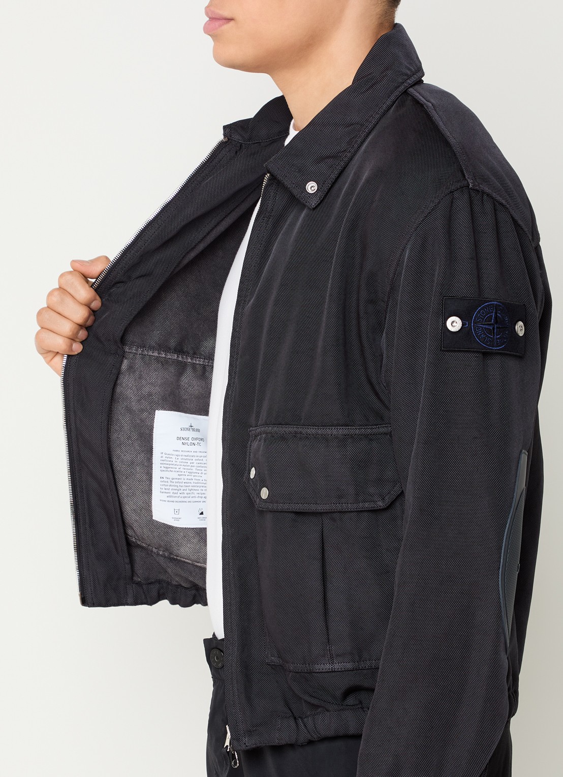 Stone Island S0J20 Jack met opgestikte zakken en met logo - detail 3 donkerblauw