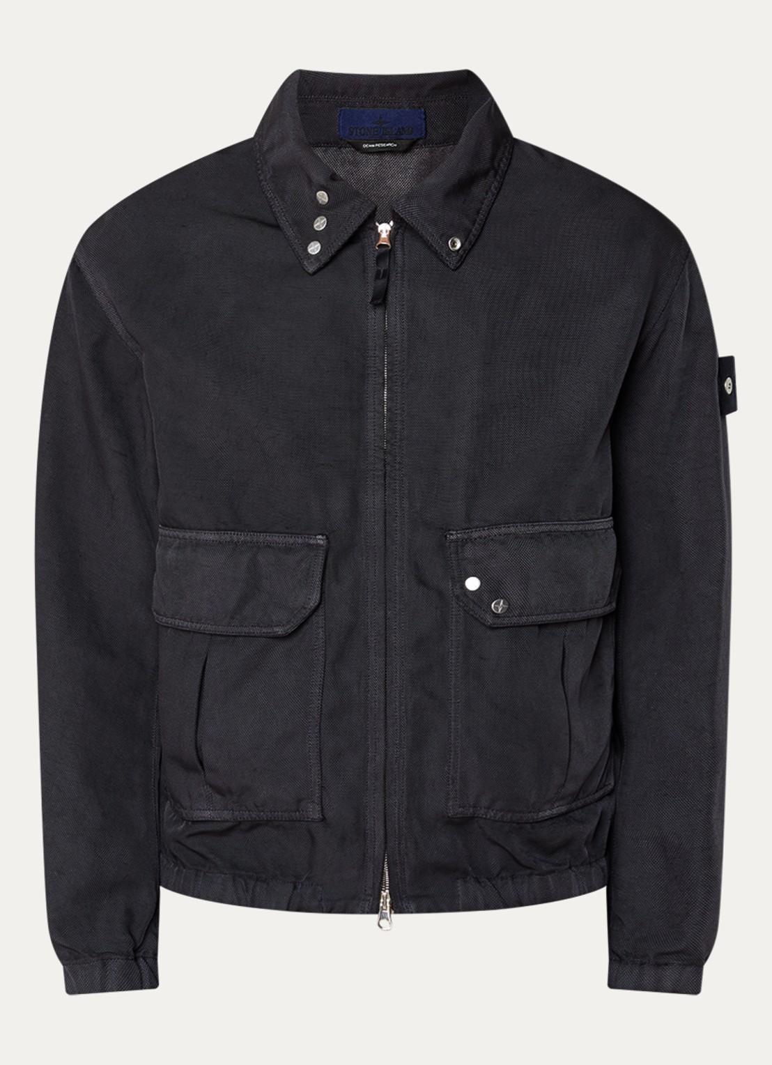 Stone Island S0J20 Jack met opgestikte zakken en met logo - voorkant 5 donkerblauw