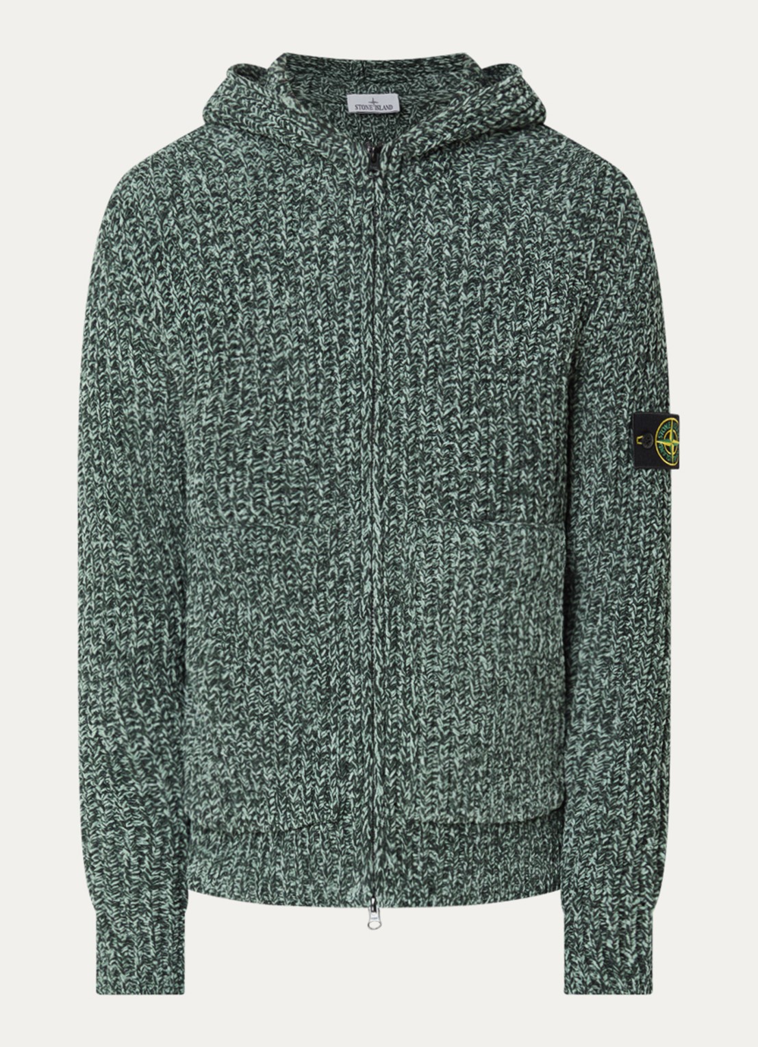 Stone Island S0N16 hoodie van badstof - voorkant groen