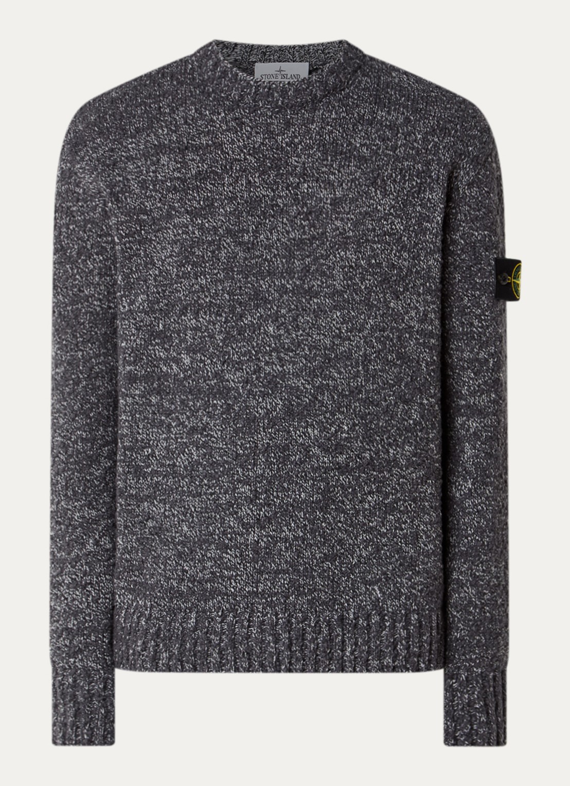 Stone Island S0N20 grofgebreide trui met logo - voorkant donkergrijs