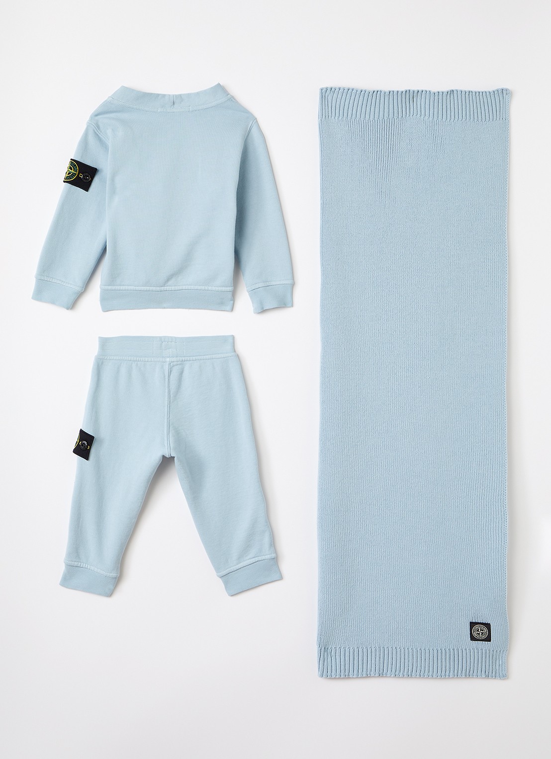 Stone Island Set van vest met joggingbroek en sjaal 3-delig - voorkant 2 lichtblauw