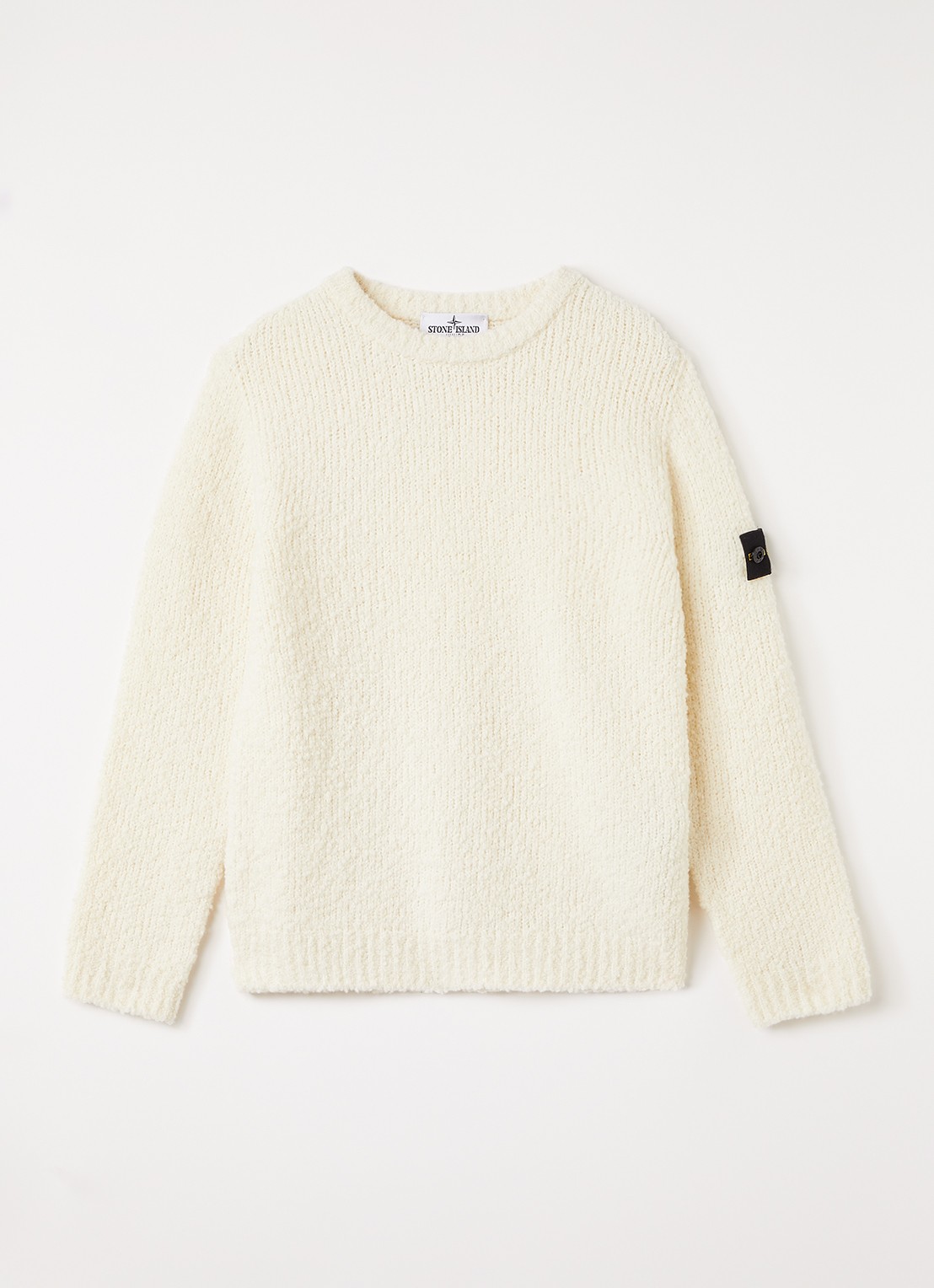 Stone Island Trui van scheerwol met logo - voorkant beige