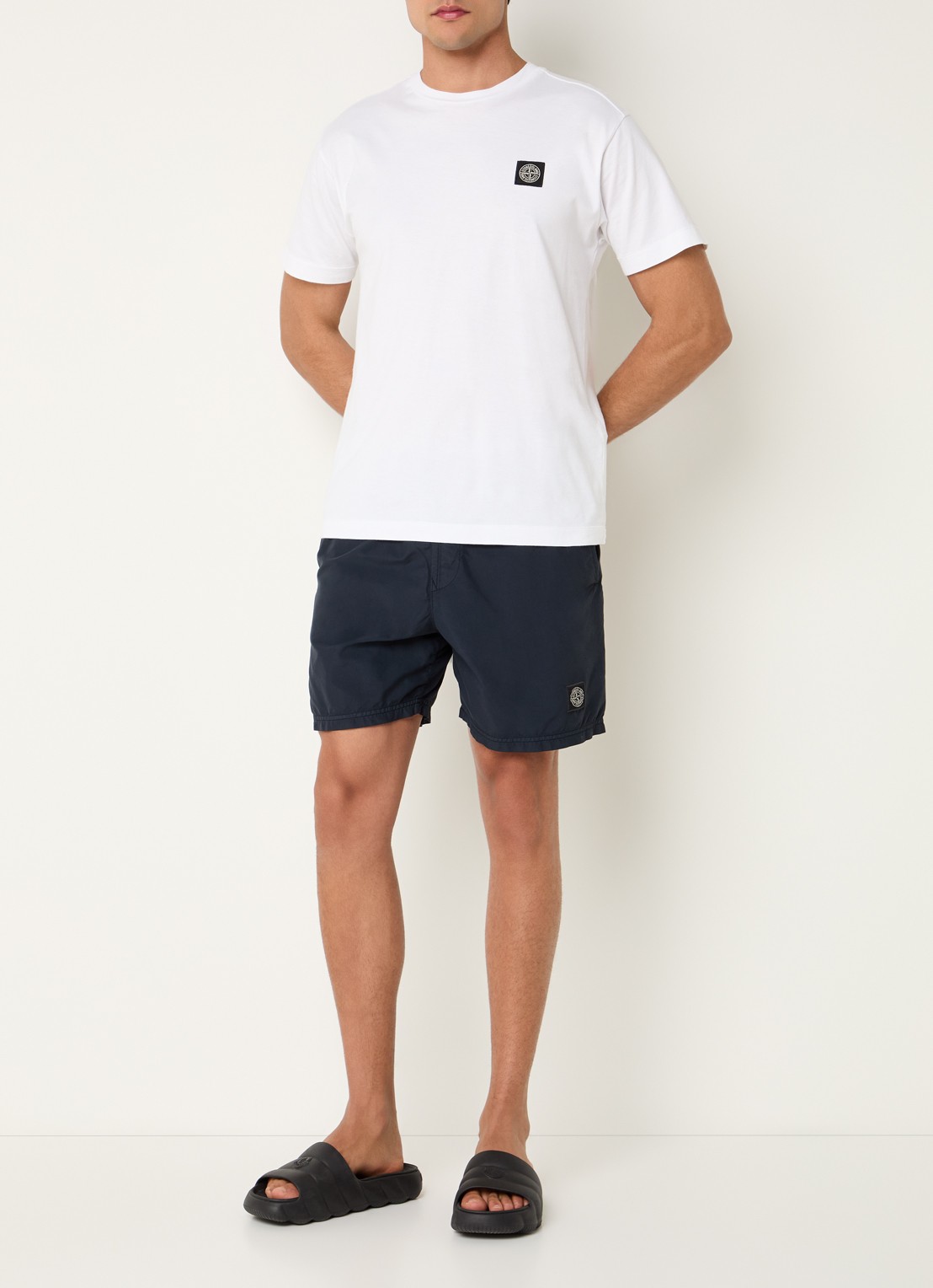 Stone Island Zwemshorts met logo en steekzakken - voorkant 2 donkerblauw