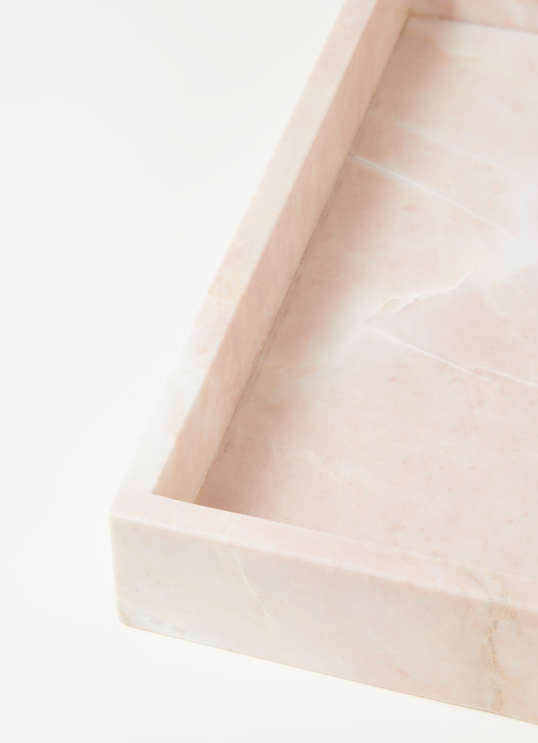 Stoned Dienblad van marmer 30 x 30 cm - detail 3 lichtroze