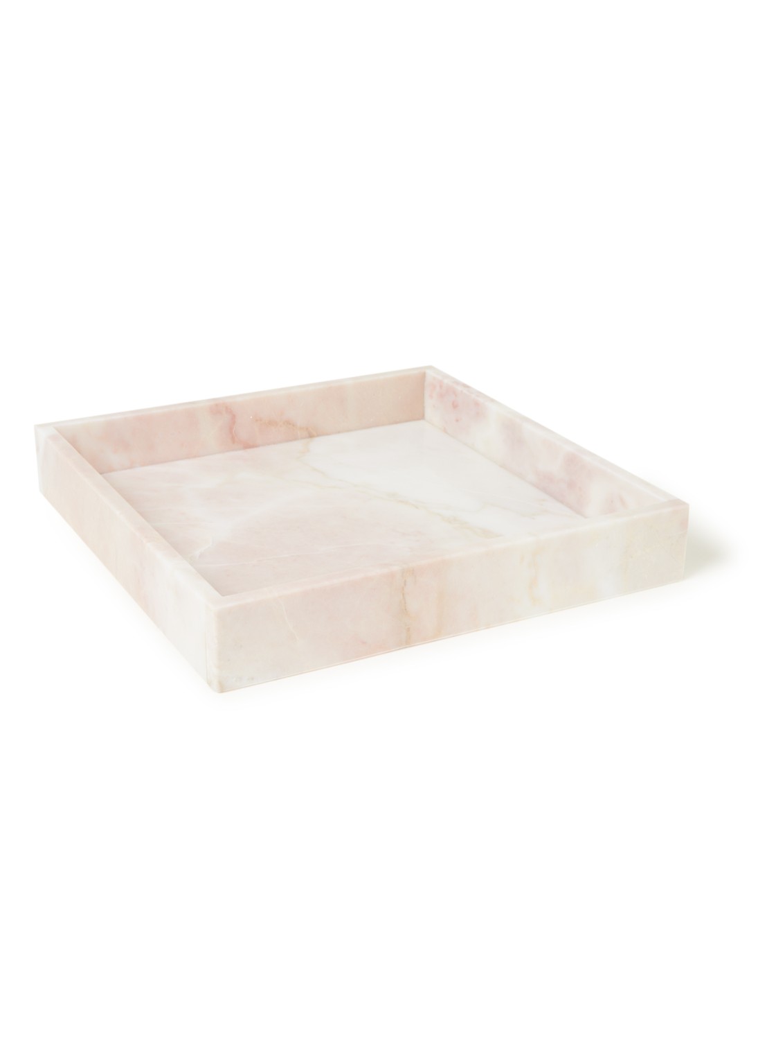 Stoned Dienblad van marmer 30 x 30 cm - voorkant lichtroze