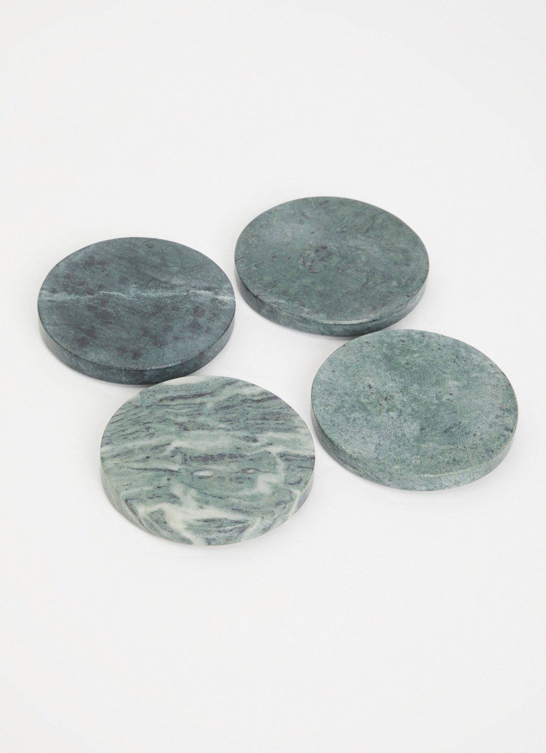 Stoned Marmer onderzetter 11 cm set van 4 - voorkant 2 groen