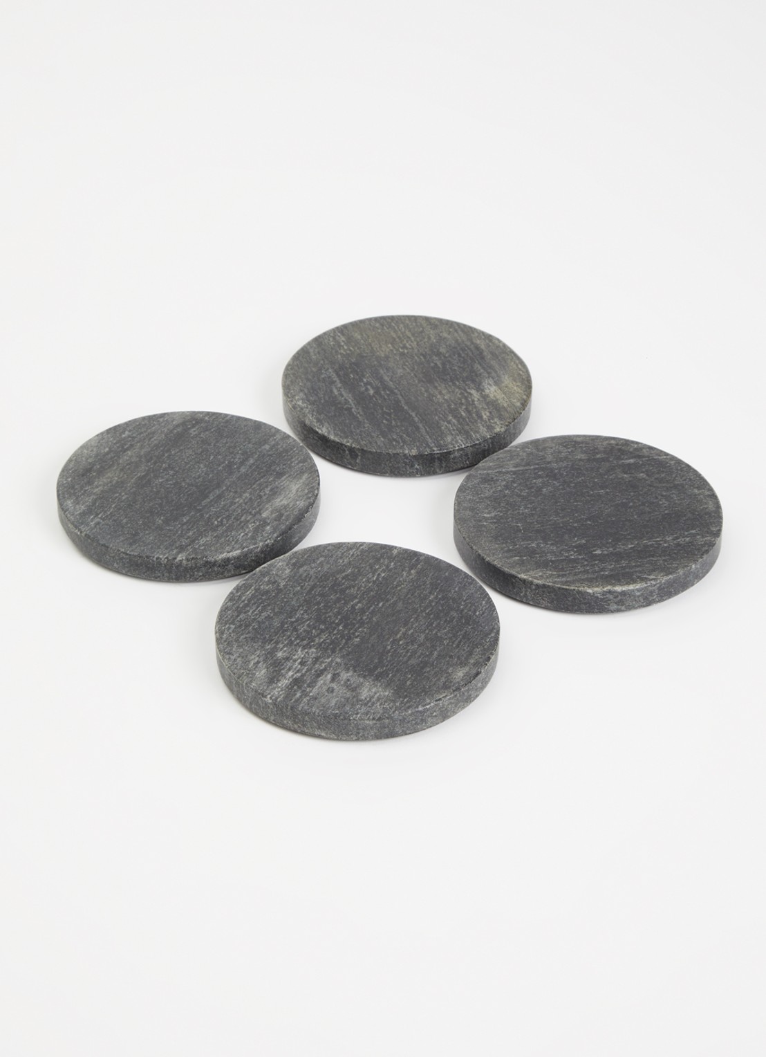 Stoned Marmer onderzetter 11 cm set van 4 - voorkant 2 zwart