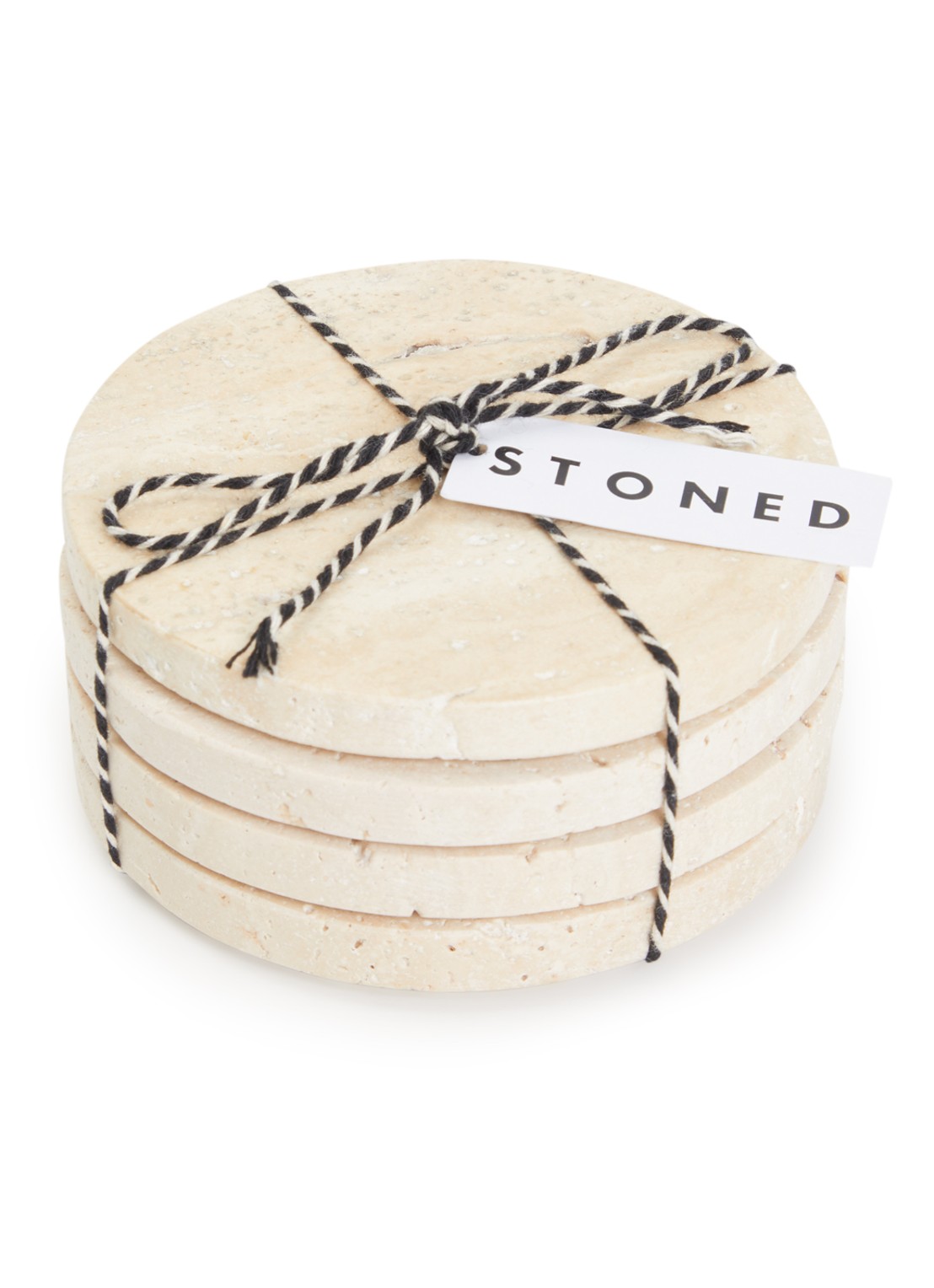 Stoned Tavern onderzetter 11 cm set van 4 - voorkant beige