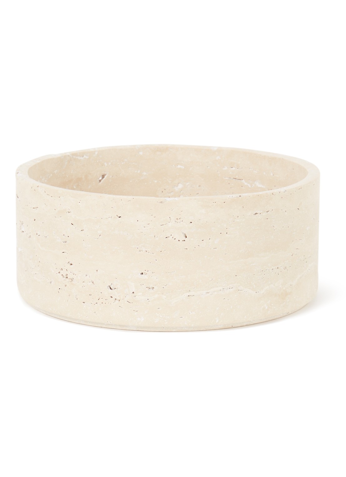 Stoned Travertine fruitschaal 24 cm  - voorkant creme