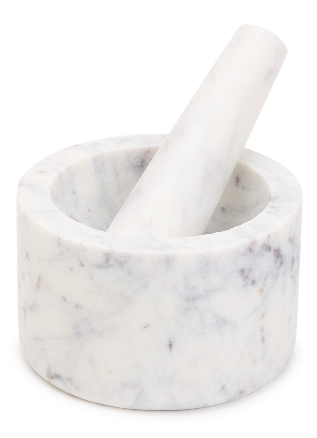Stoned Vijzel met stamper van marmer 12,5 cm  - voorkant wit
