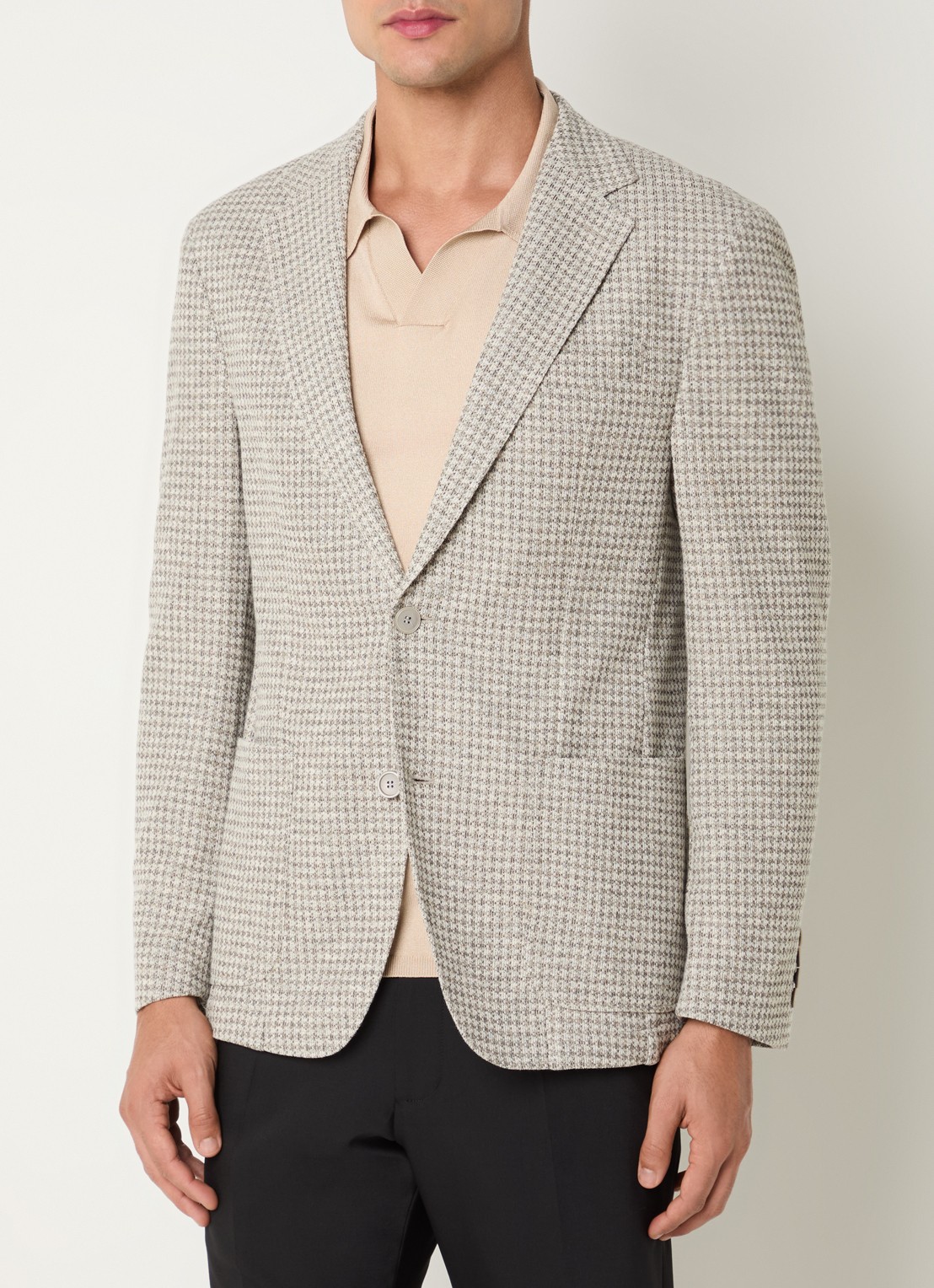 Strellson Acon regular fit colbert met pied-de-poule dessin - detail 2 lichtgrijs