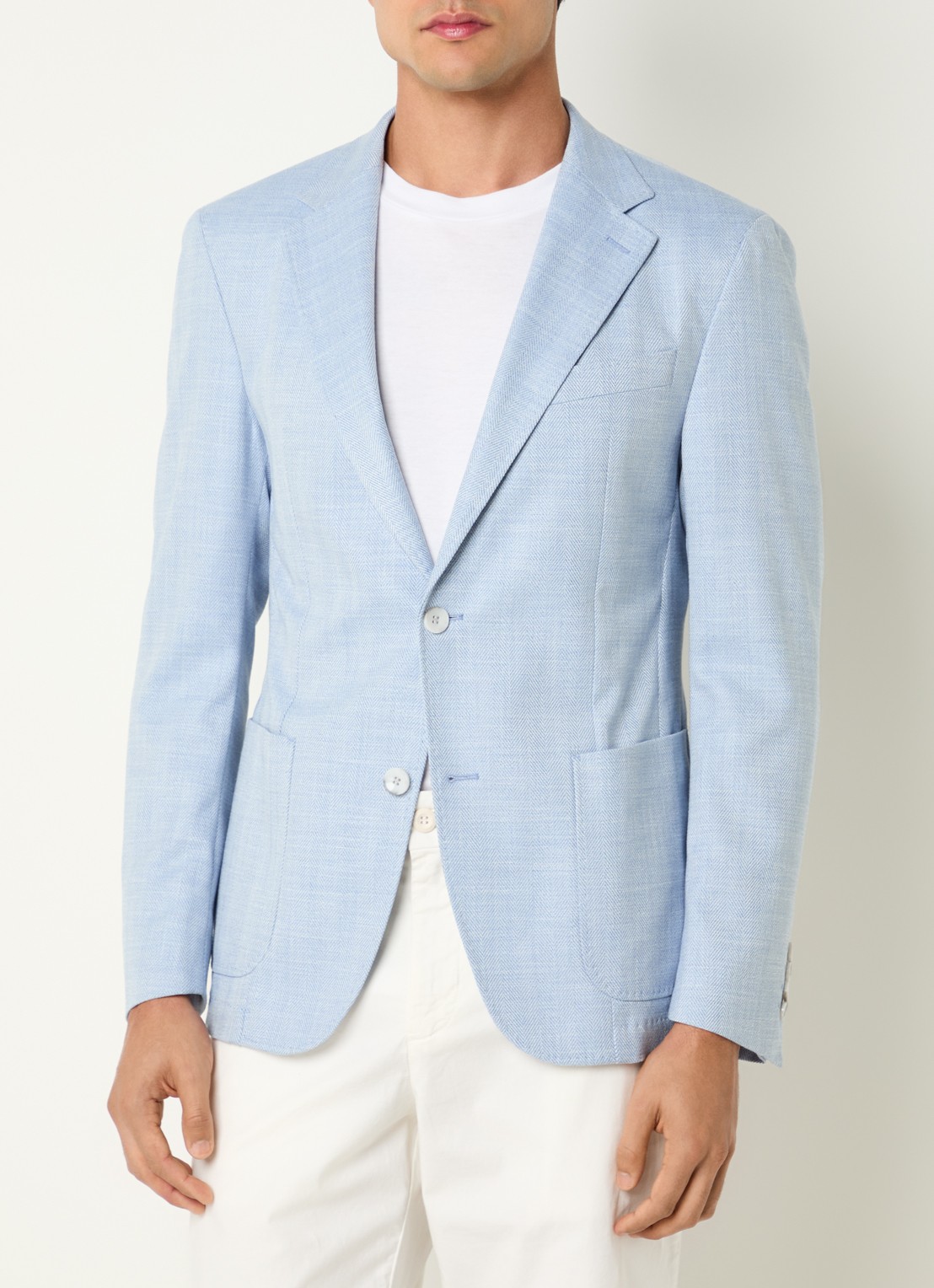 Strellson Acon4 single-breasted blazer met opgestikte zakken - detail 2 staalblauw