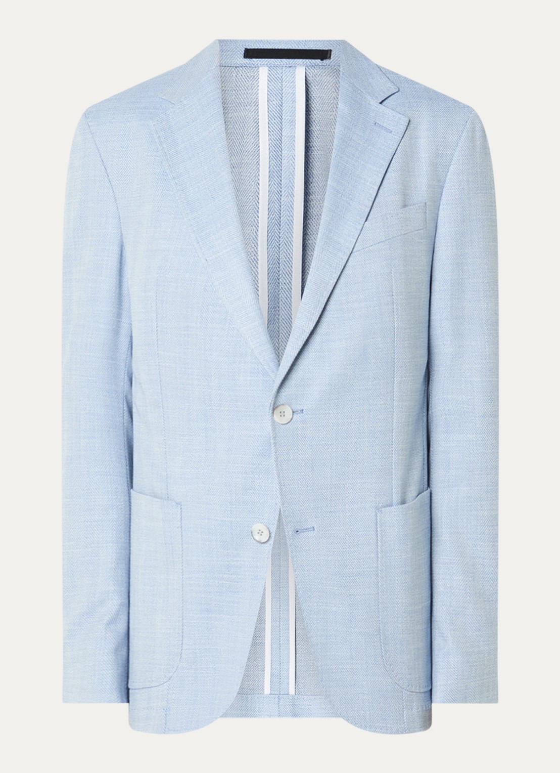Strellson Acon4 single-breasted blazer met opgestikte zakken - voorkant 3 staalblauw