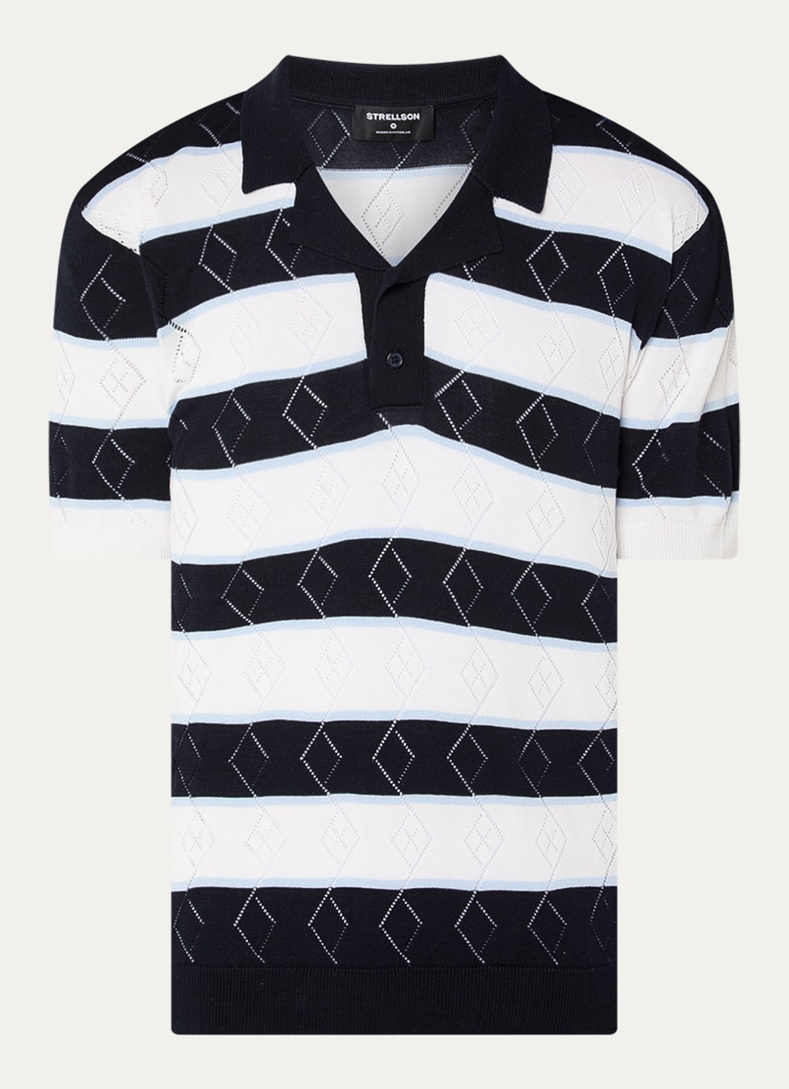 Strellson Adrian regular fit polo met streepprint - voorkant donkerblauw