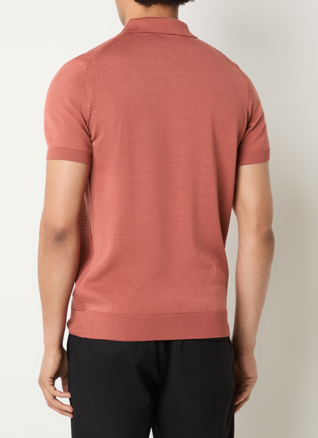 Strellson Adrian regular fit polo van  katoen met structuur - achterkant 3 kersenrood