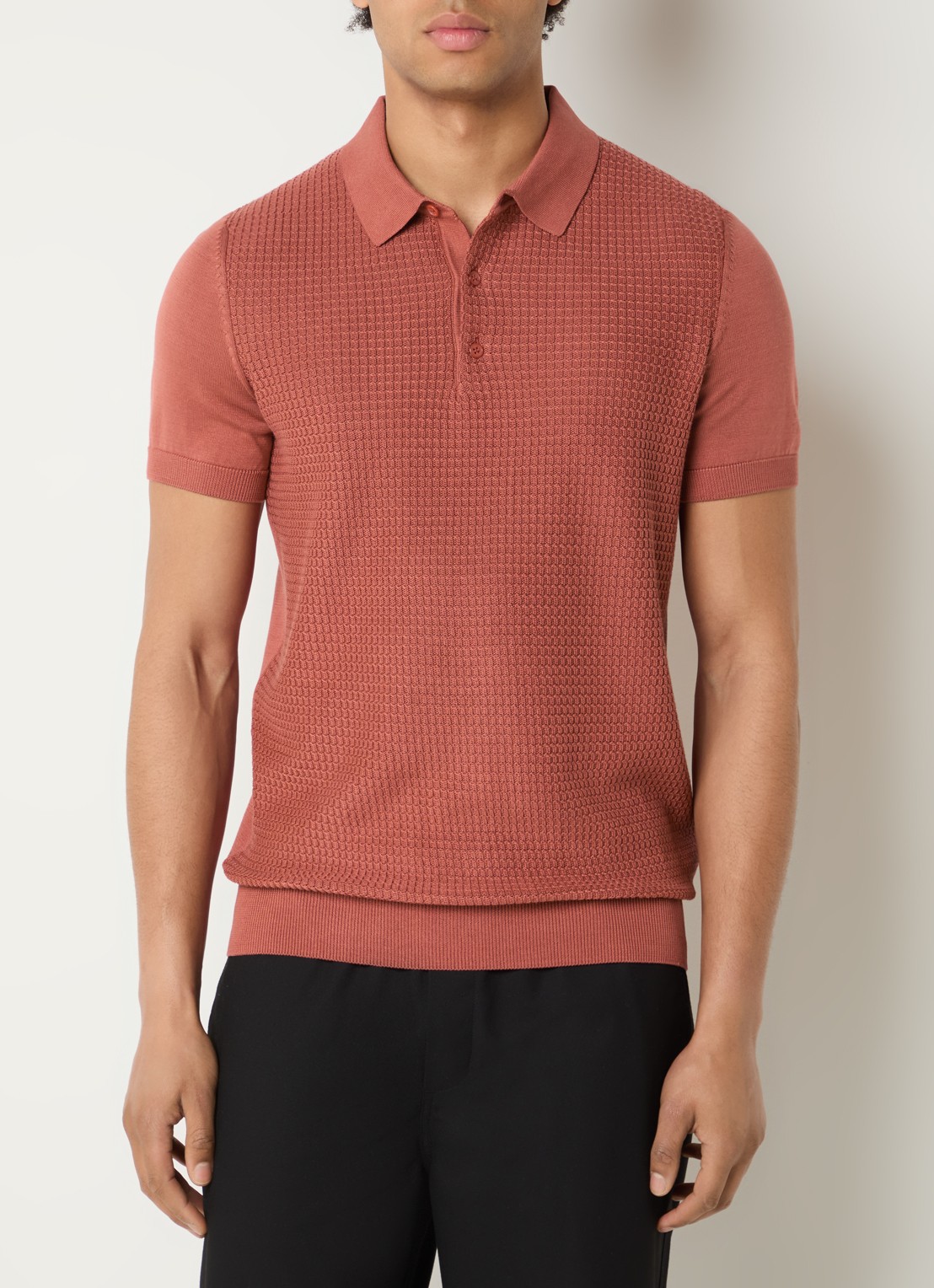 Strellson Adrian regular fit polo van  katoen met structuur - detail 4 kersenrood