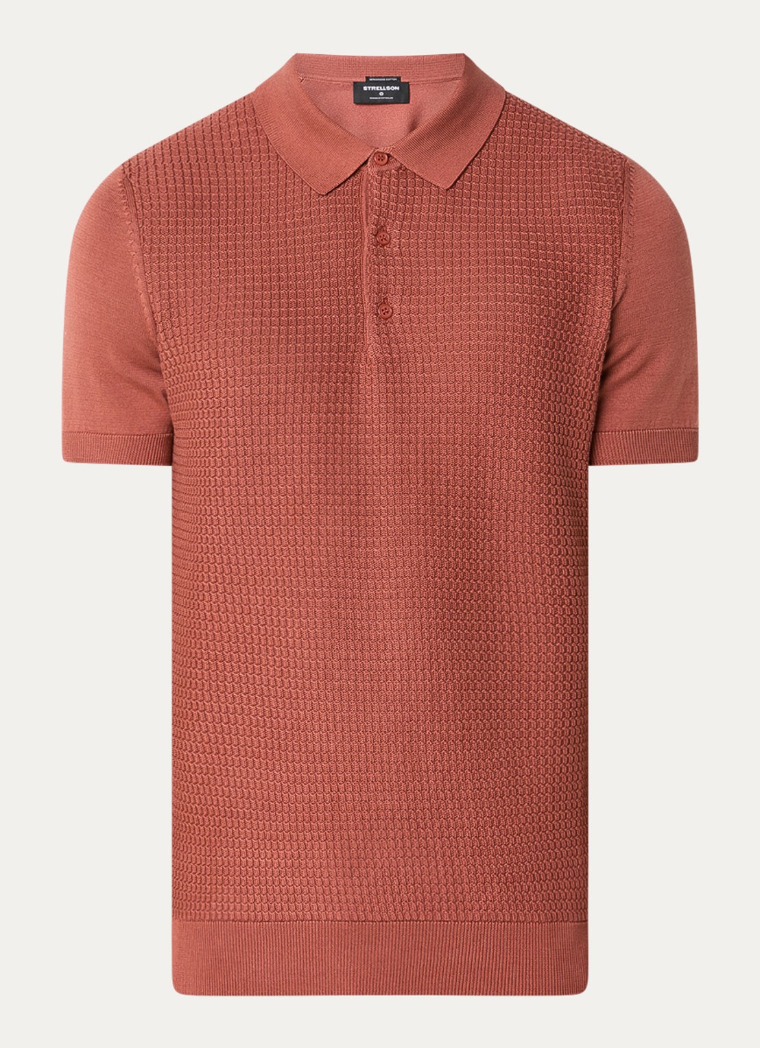 Strellson Adrian regular fit polo van  katoen met structuur - voorkant kersenrood