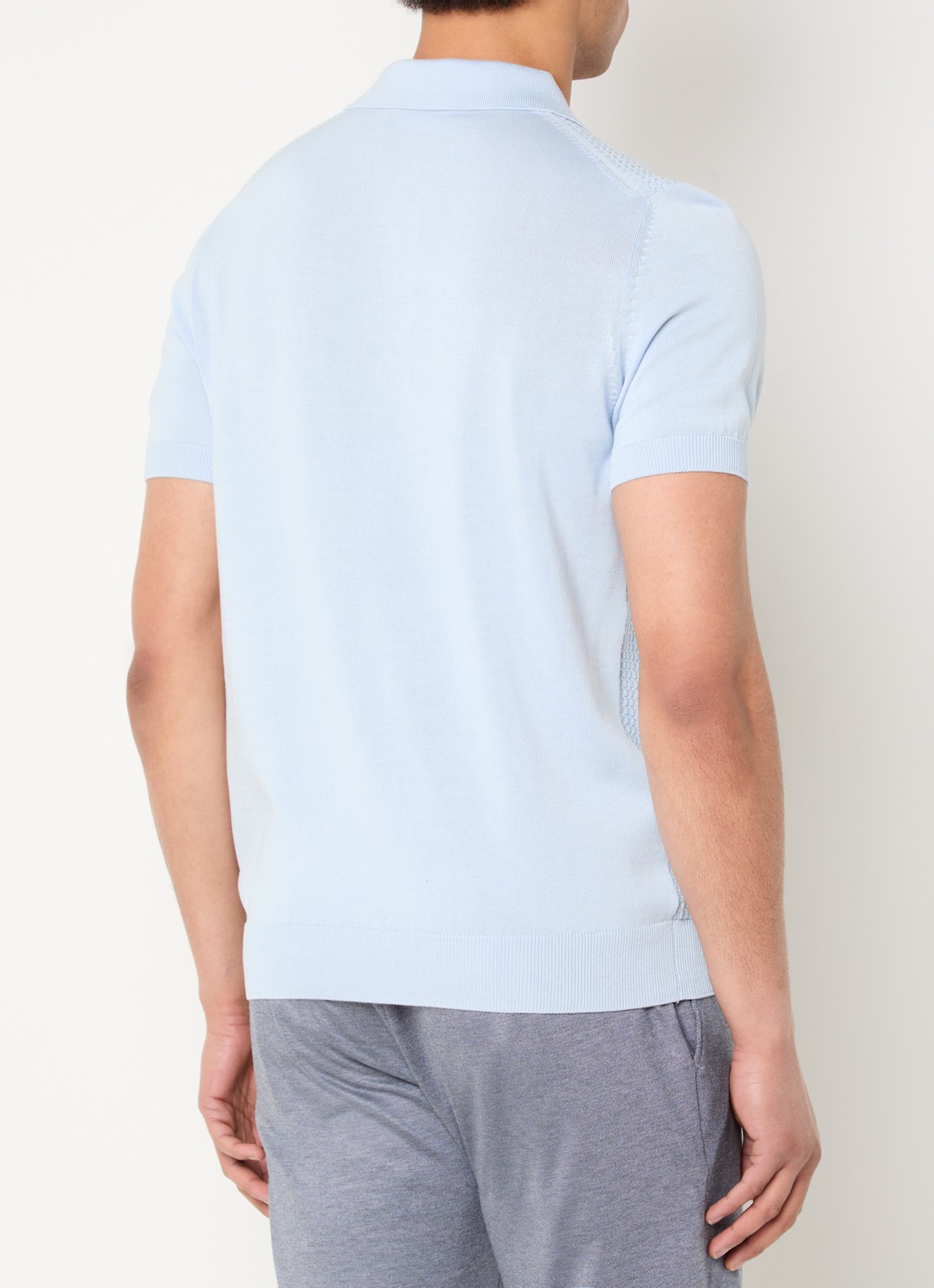 Strellson Adrian regular fit polo van  katoen met structuur - achterkant blauw