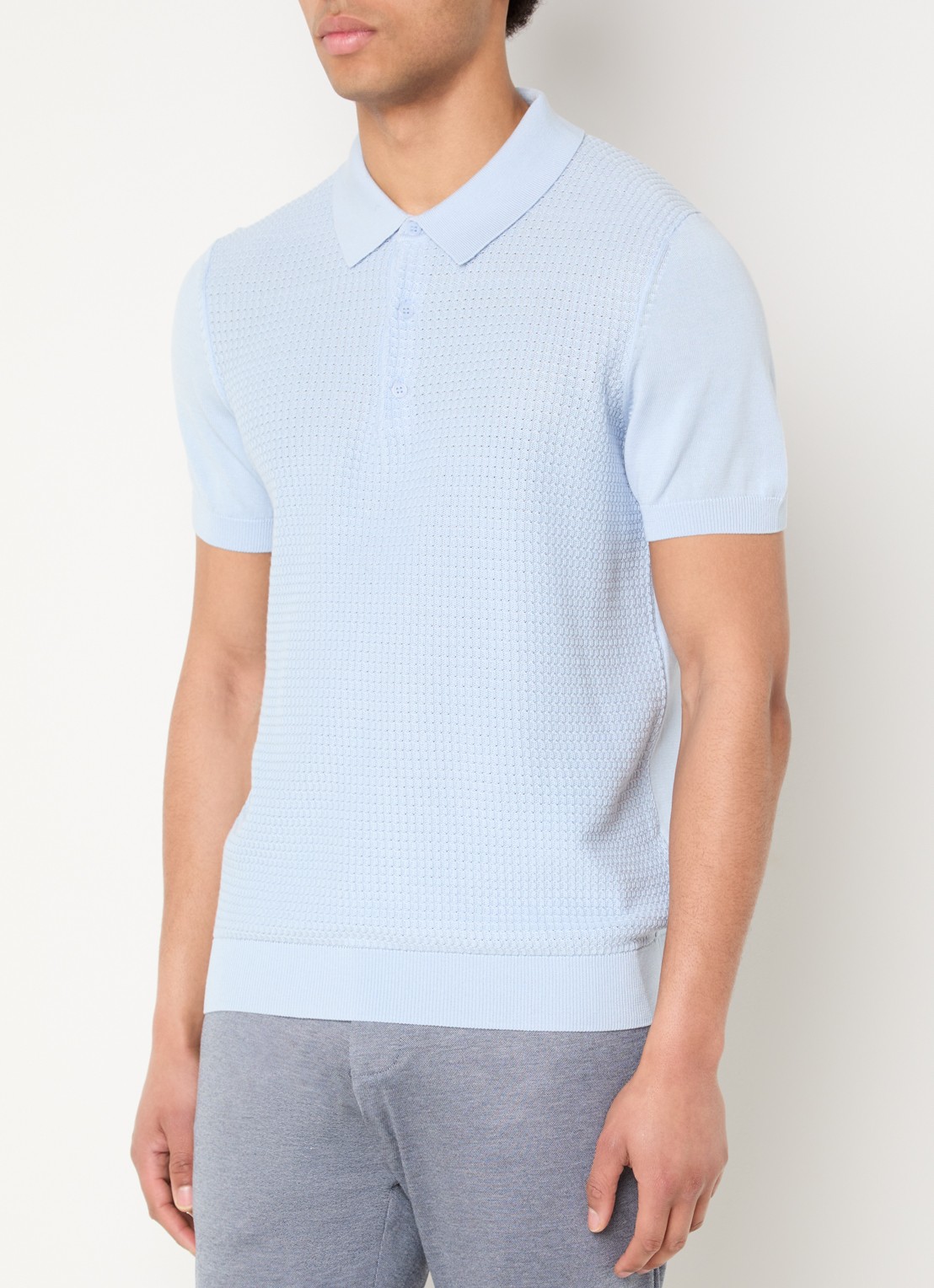 Strellson Adrian regular fit polo van  katoen met structuur - detail 4 blauw
