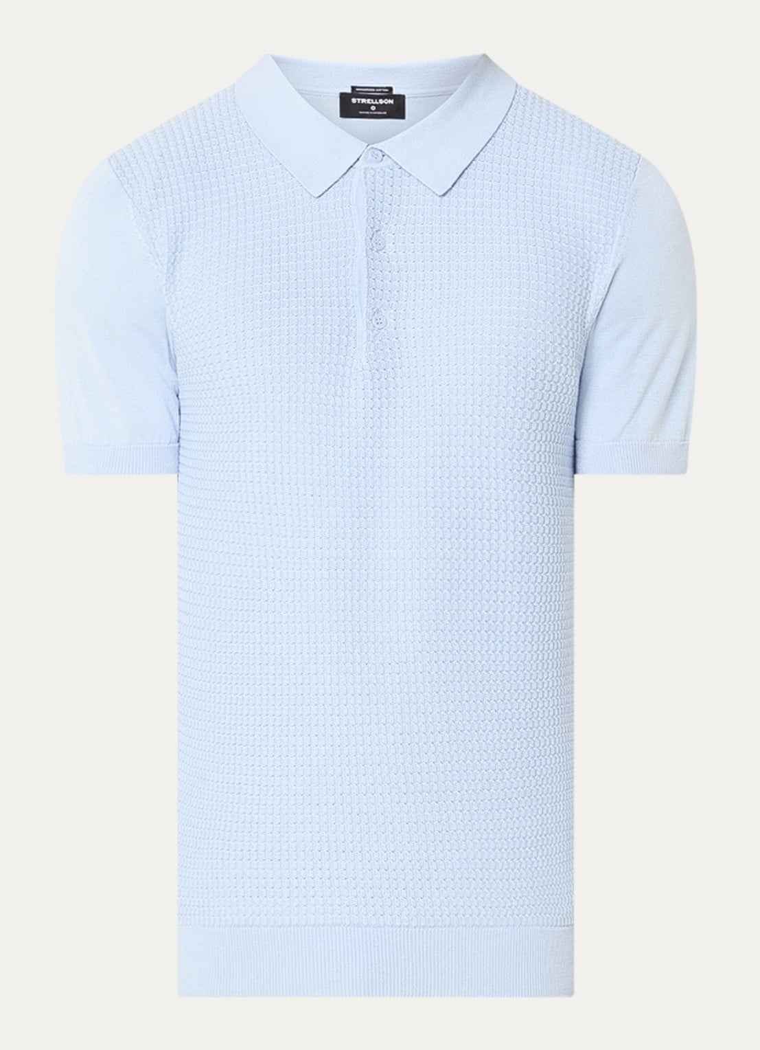 Strellson Adrian regular fit polo van  katoen met structuur - voorkant 2 blauw