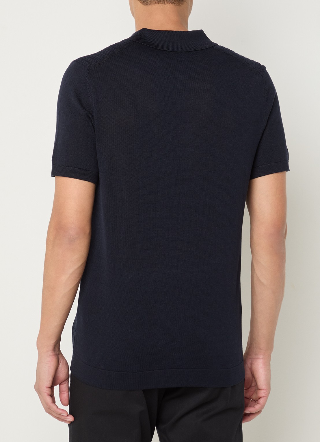 Strellson Adrian regular fit polo van  katoen met structuur - achterkant 4 donkerblauw