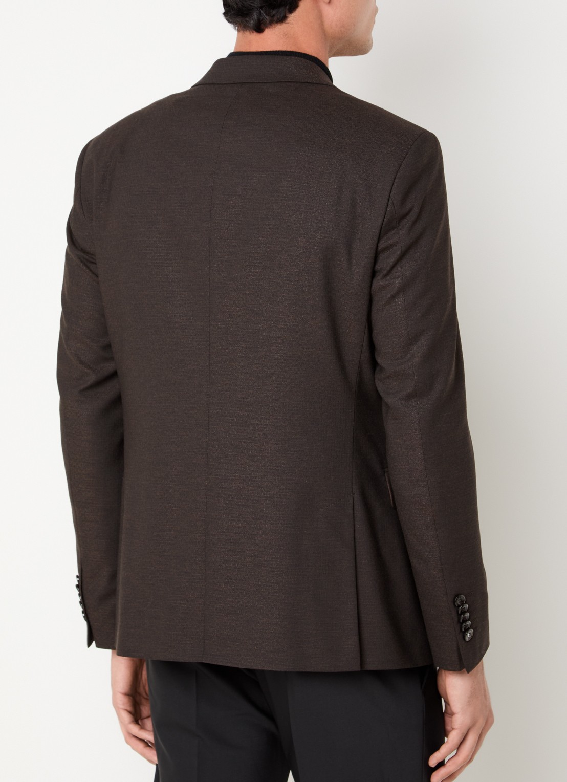 Strellson Aidan regular fit colbert in wolblend met klepzakken - achterkant 6 donkerbruin