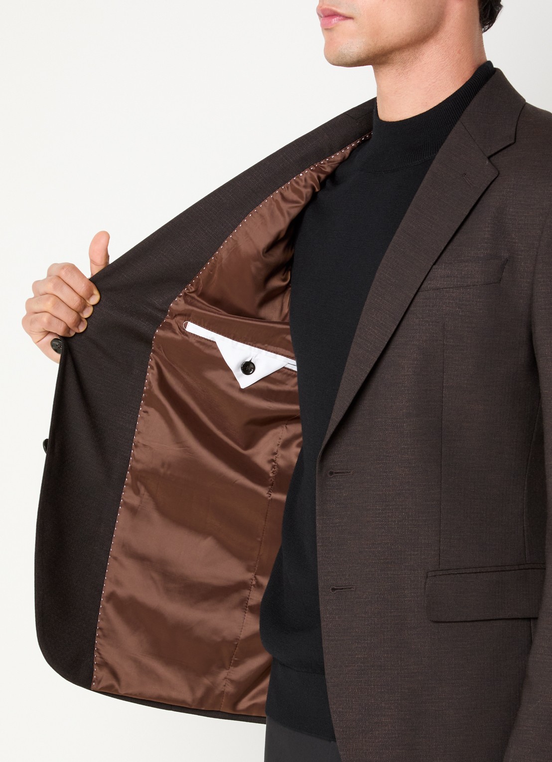 Strellson Aidan regular fit colbert in wolblend met klepzakken - detail 2 donkerbruin