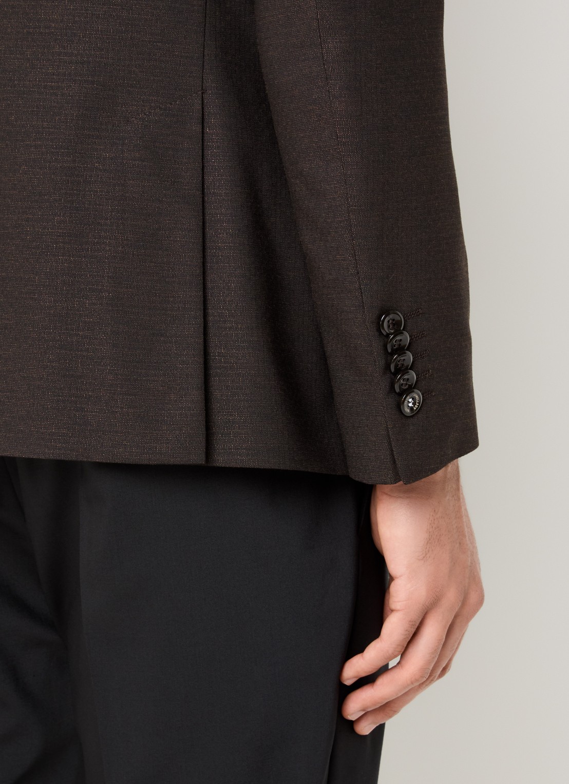 Strellson Aidan regular fit colbert in wolblend met klepzakken - detail 3 donkerbruin