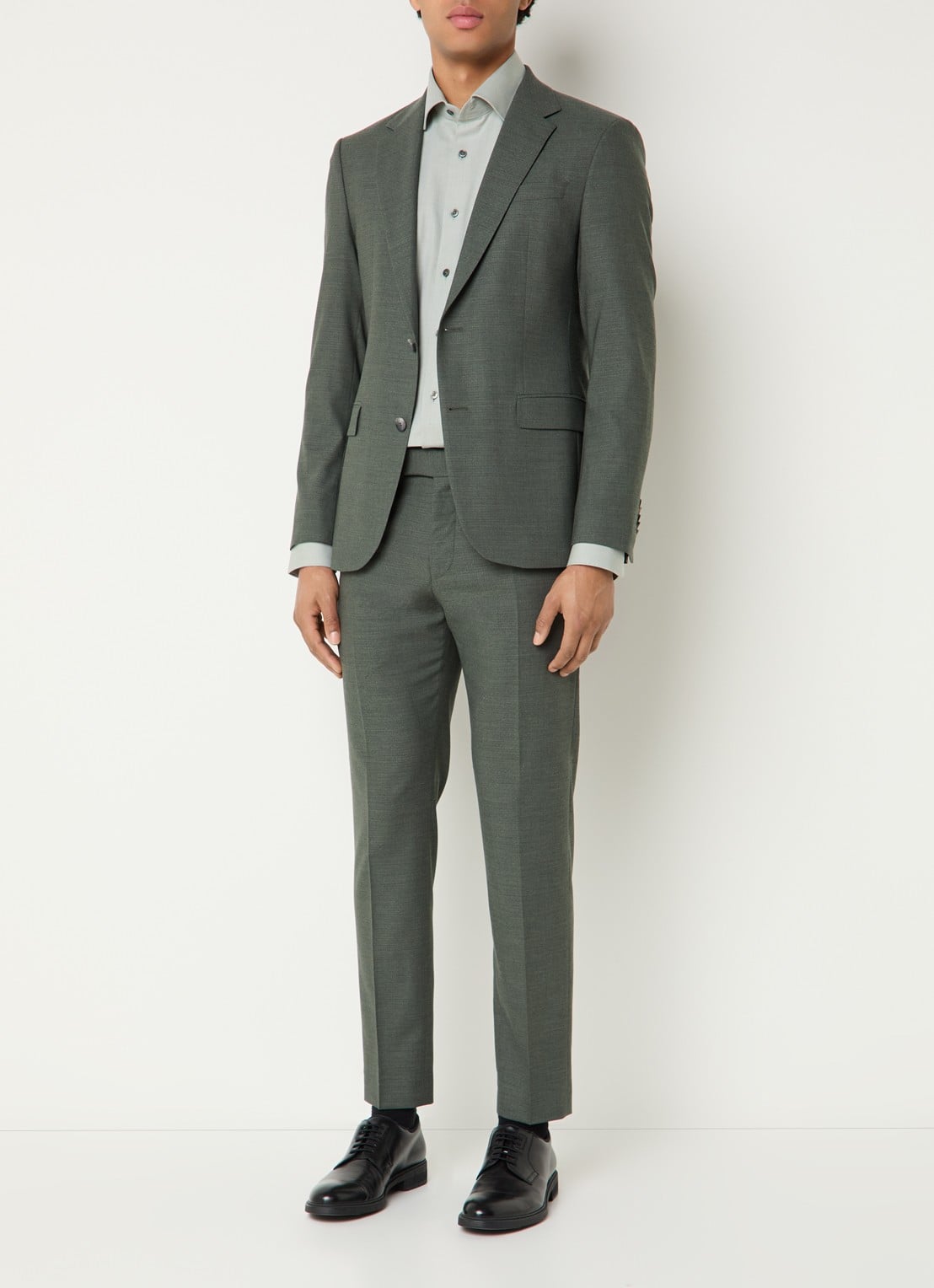 Strellson Aidan regular fit colbert in wolblend met klepzakken - voorkant 6 olijfgroen