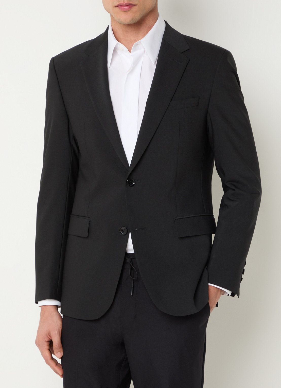 Strellson Aidan regular fit colbert in wolblend - detail zwart
