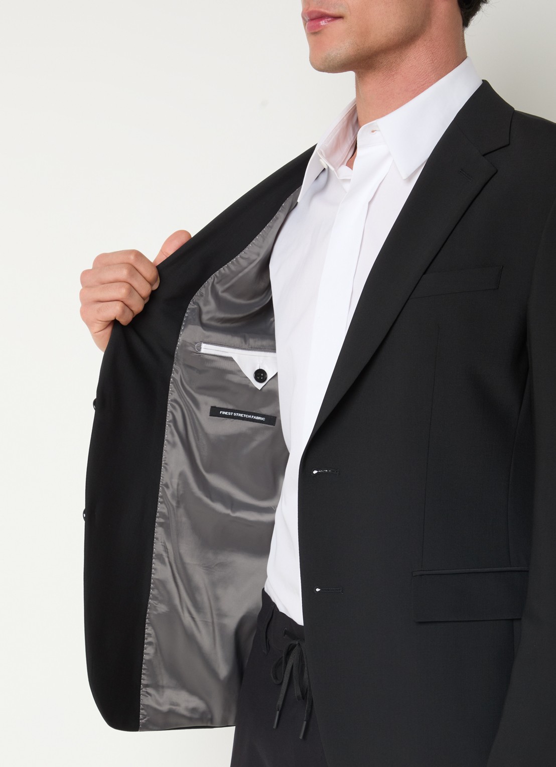 Strellson Aidan regular fit colbert in wolblend - detail 2 zwart