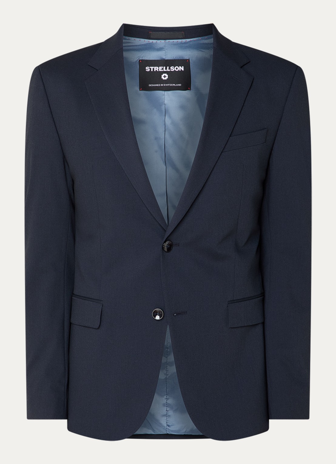 Strellson Aidan slim fit colbert met klepzakken - voorkant 2 donkerblauw