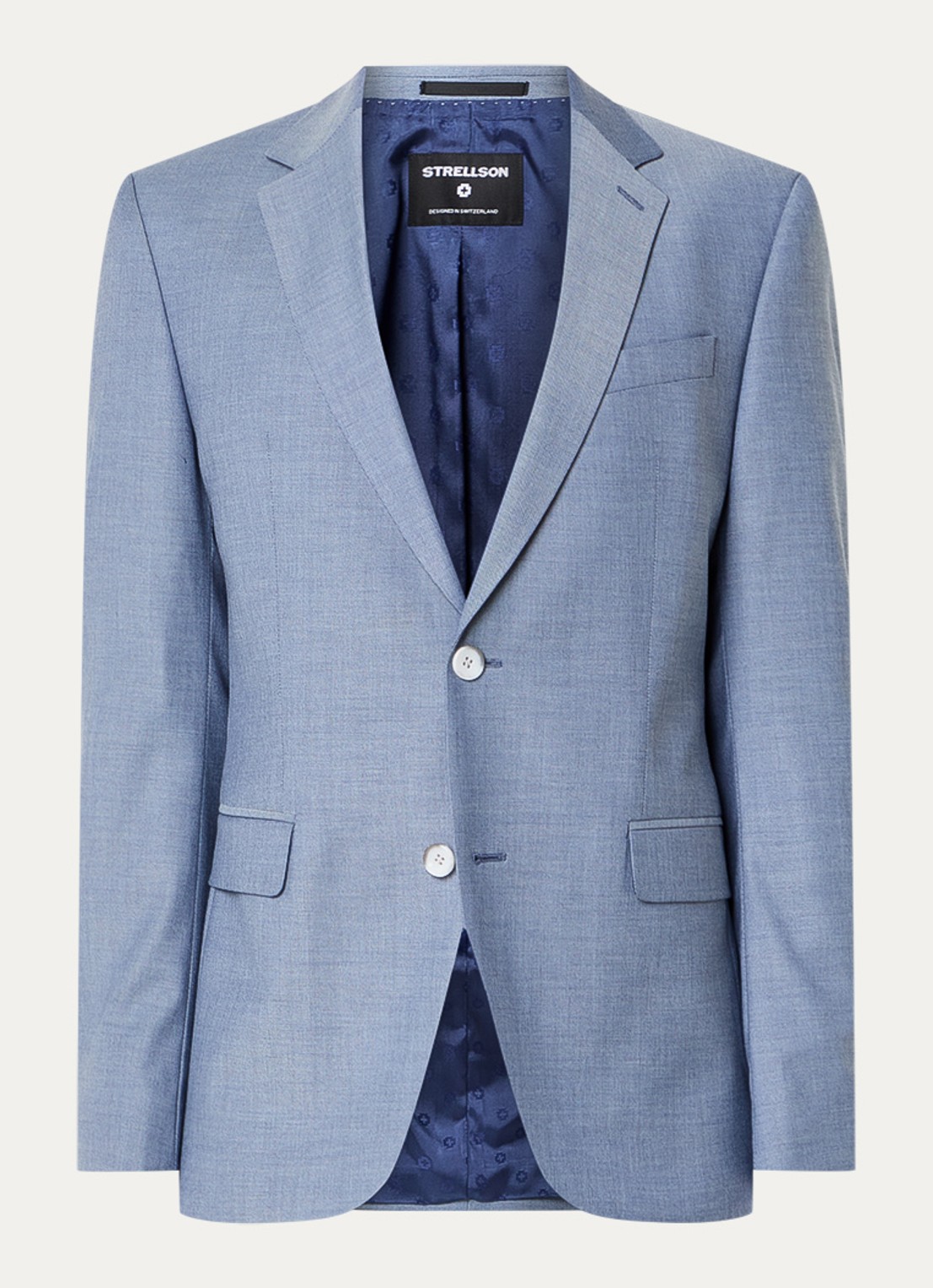 Strellson Aidan slim fit colbert met klepzakken - voorkant turquoise