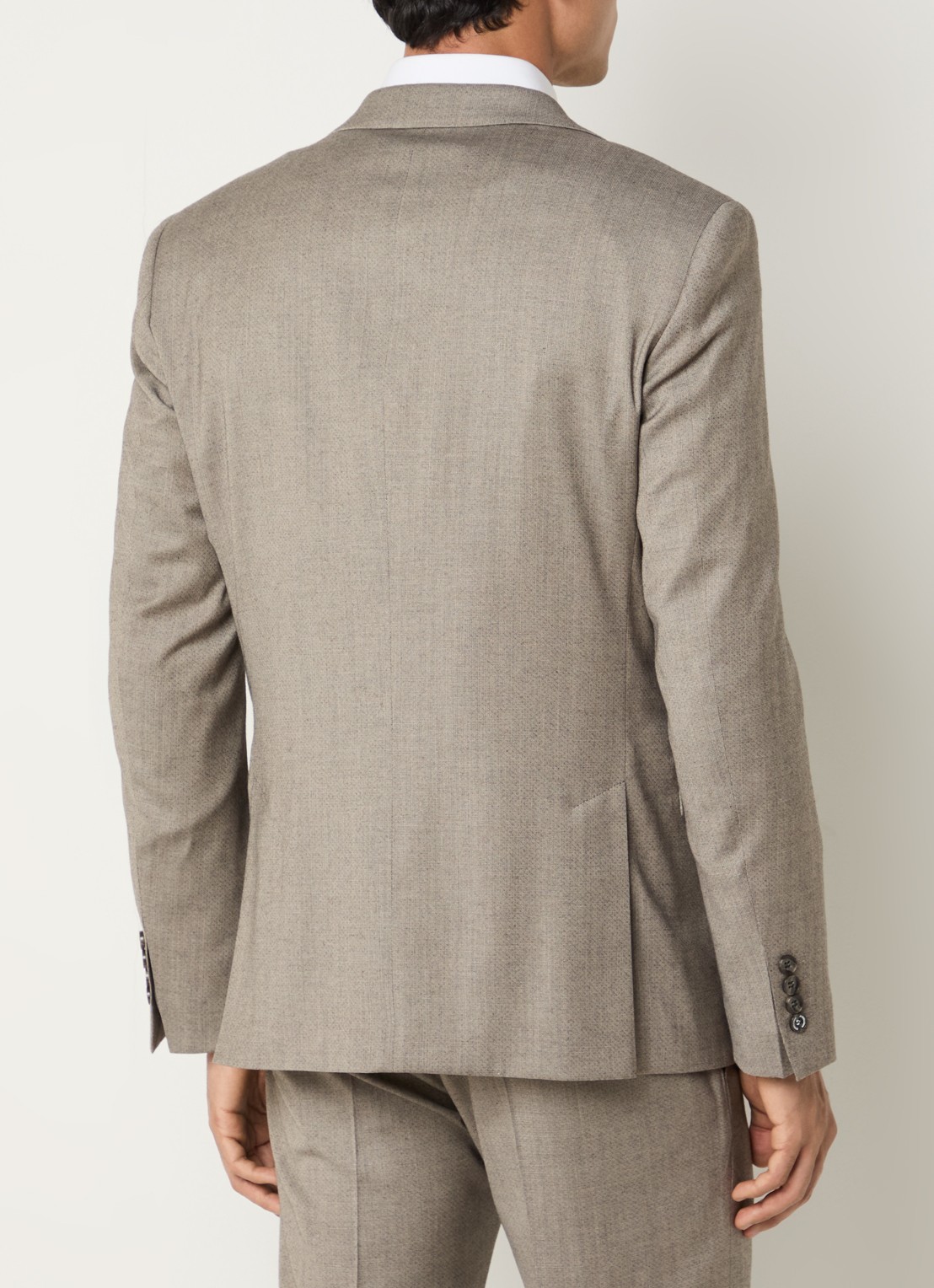 Strellson Aiden regular fit colbert in wolblend met klepzakken - achterkant 7 donkerbeige