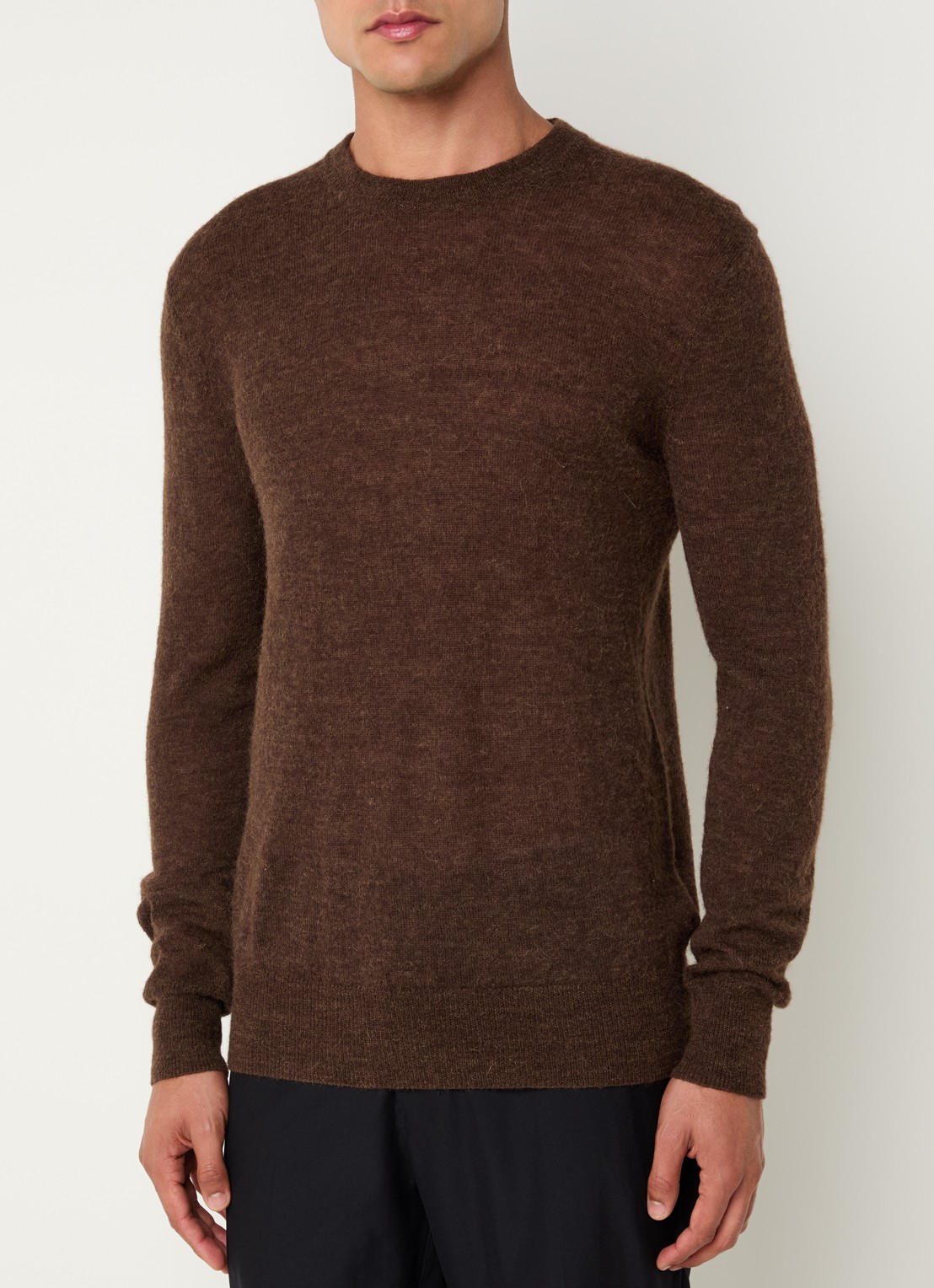 Strellson Alpus fijngebreide pullover alpaca wolblend - detail bruin